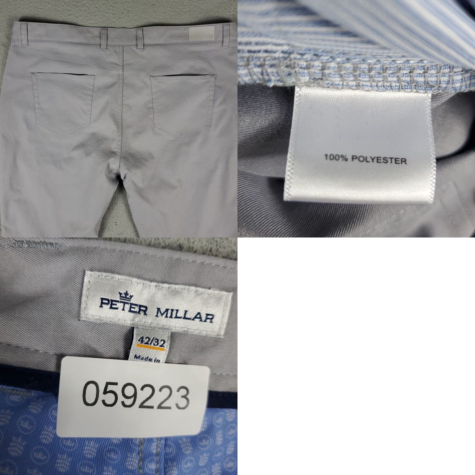 Peter Millar Peter Millar Gray Chino Pants Mens 40x27 5-Pocket Regular Fit Microfiber Size US 40 / EU 56 - 8 Thumbnail