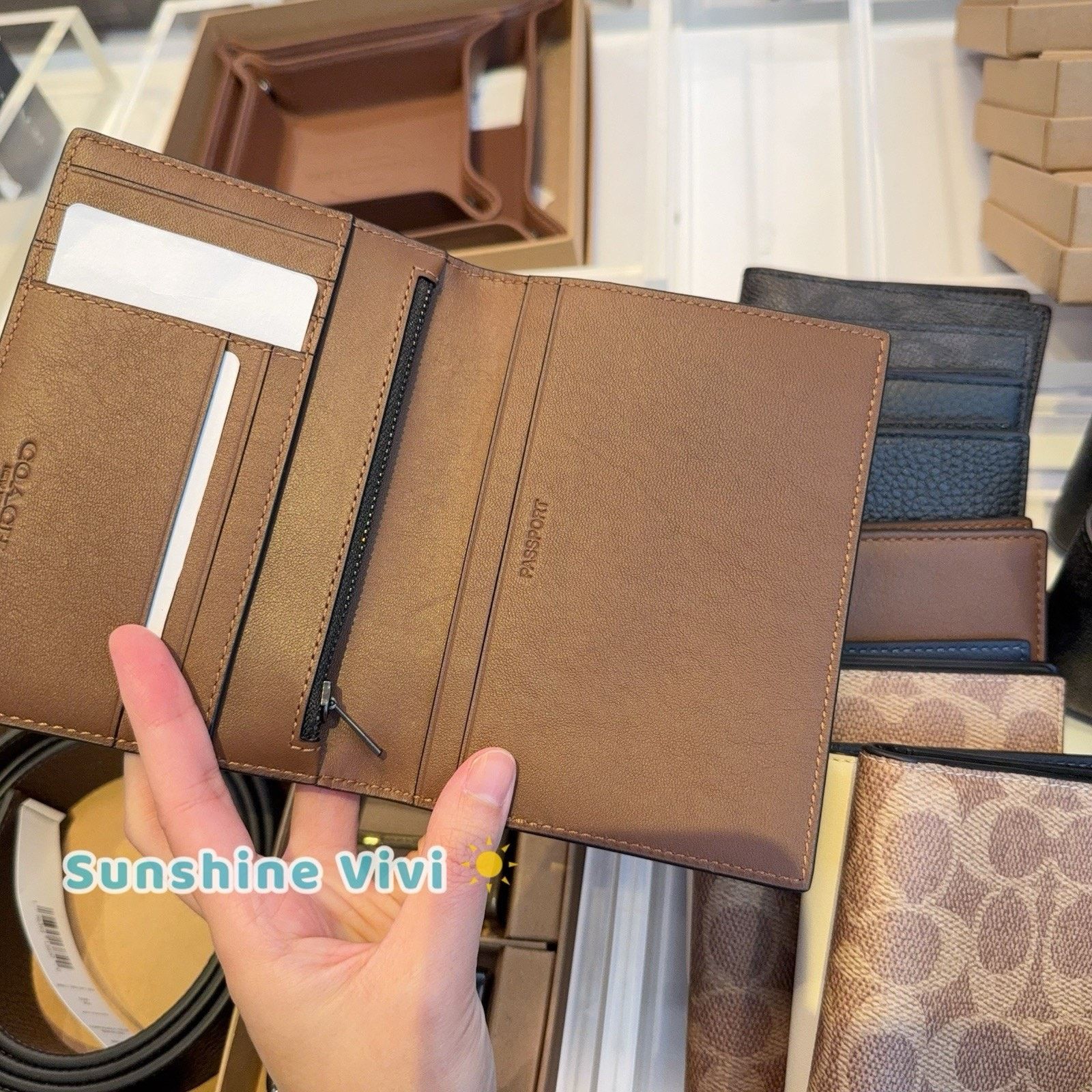 Coach NWT COACH CBE02 Passport Card Case Wallet Gunmetal/Saddle Size ONE SIZE - 2 Thumbnail