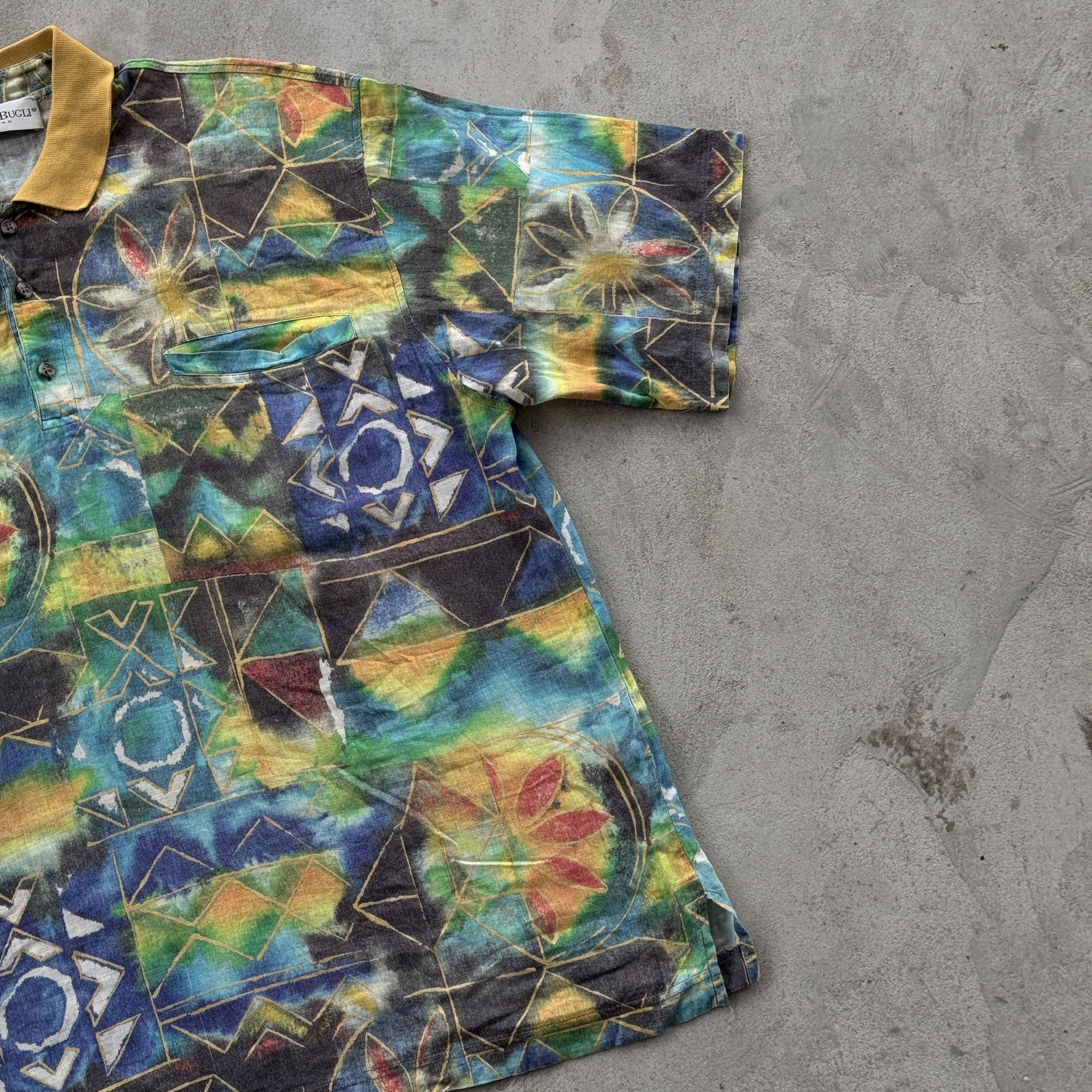 Vintage Vintage Gianni Bugli Milano Geometric Festival Polo Shirt Size US L / EU 52-54 / 3 - 2 Thumbnail