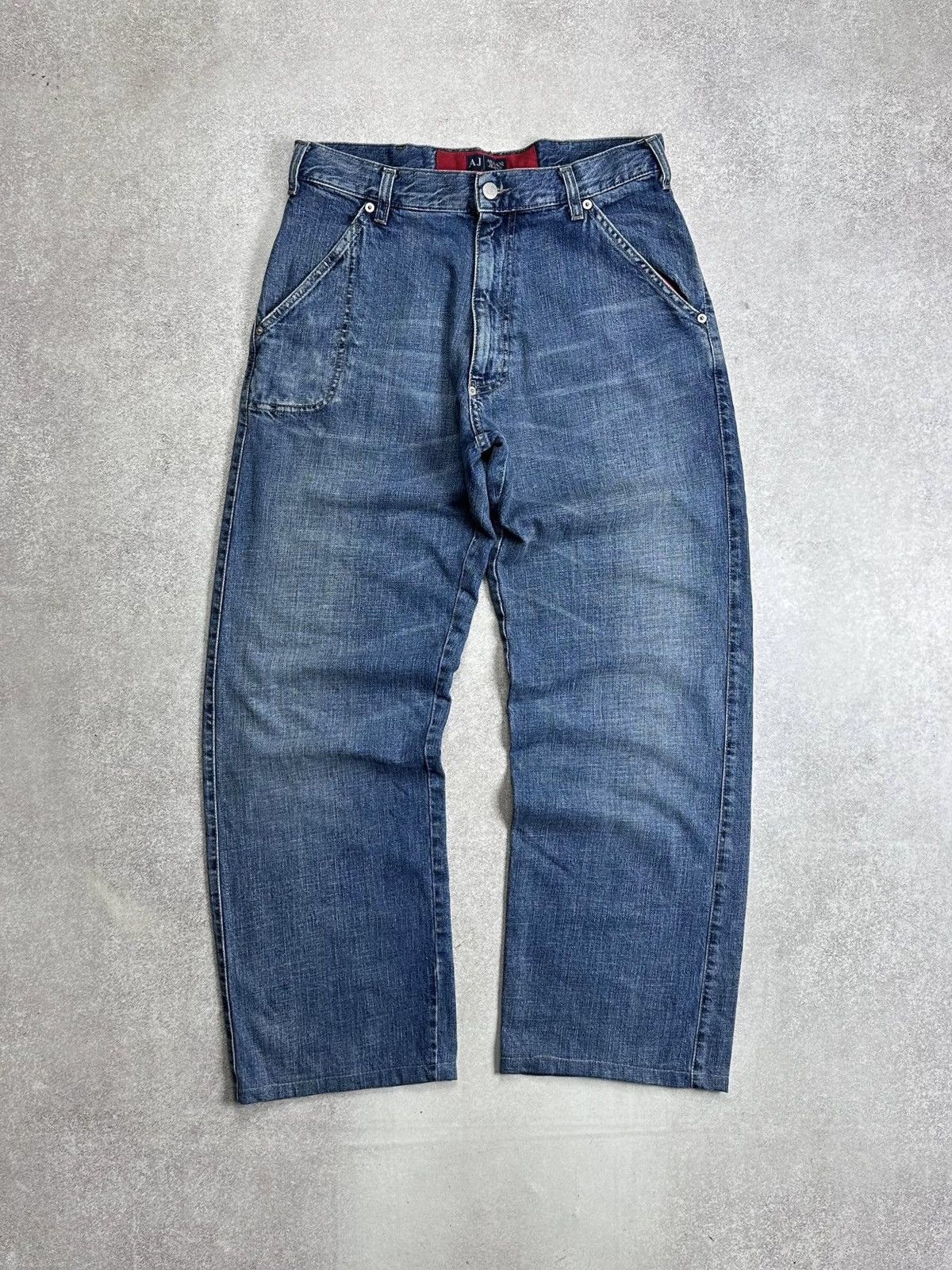 Armani Vintage 90s Armani Metal Logo Baggy Y2K Jeans U20 32 Size US 32 / EU 48 - 3 Thumbnail