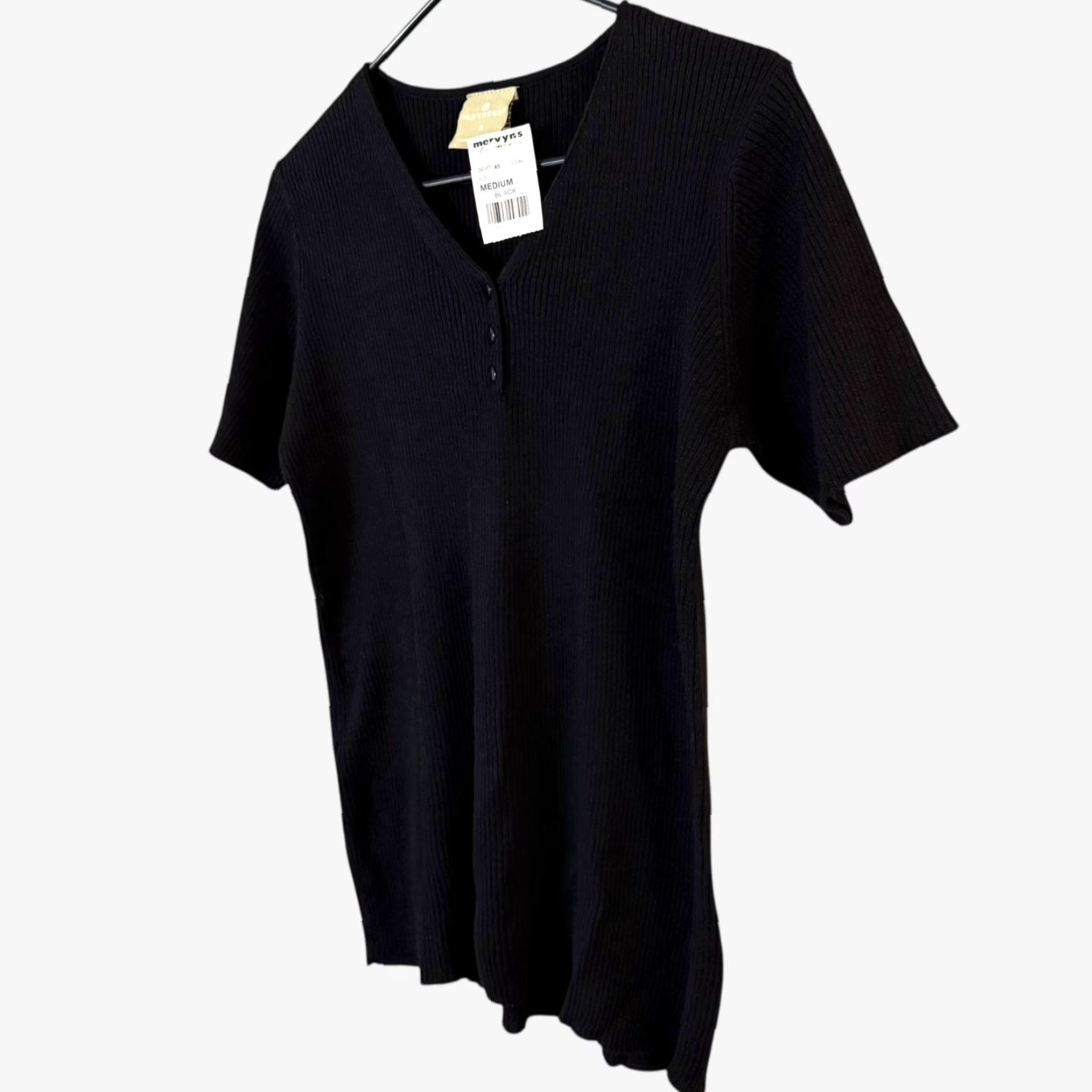 Vintage VINTAGE Mervyn's Partners Rib-Knit V-Neck Shirt Top Blouse Women M Black 55% Ramie 45% Cotton All-Season City Classic Vintage Brand Shirts Womens Size M / US 6-8 / IT 42-44 - 2 Thumbnail
