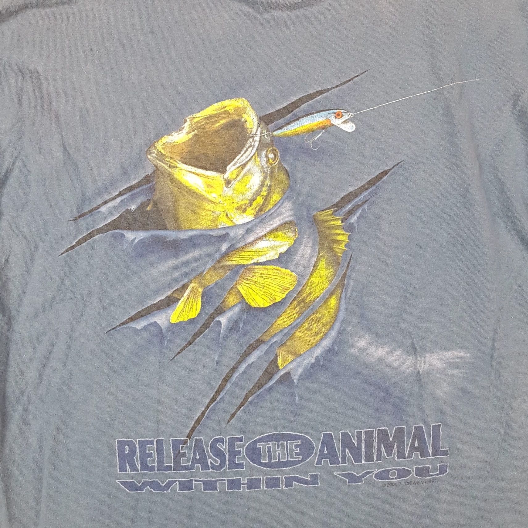 Gildan VINTAGE Y2K Bass Fishing T-Shirt Men’s Size L Cotton Short Sleeve Crew Neck Grunge Retro USA Summer 2000s Size US L / EU 52-54 / 3 - 6 Thumbnail