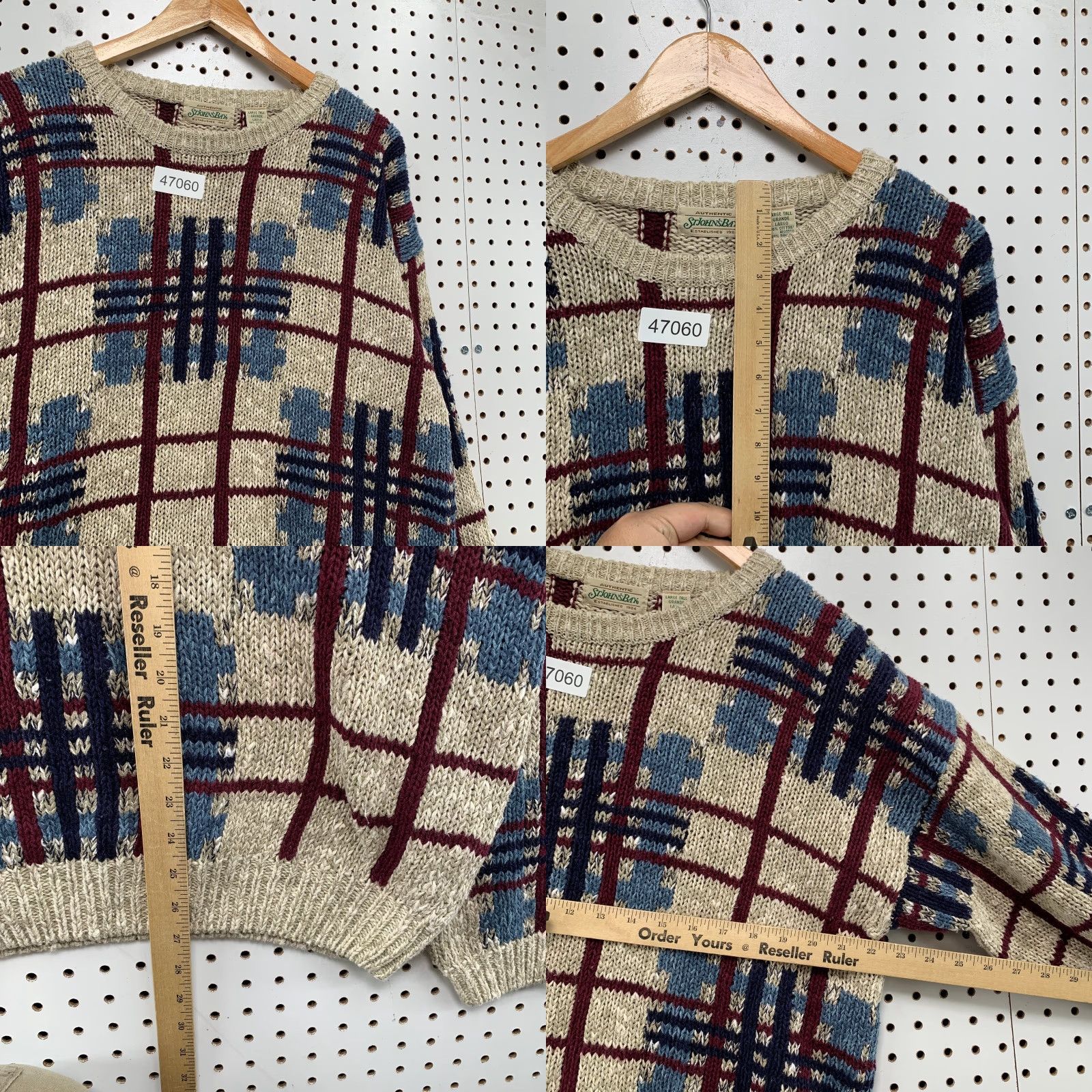 Vintage VINTAGE St. John's Bay Sweater Mens L Beige Plaid Linen Ramie Blend Casual Pullover Knit Crew Neck Winter Fall Spring Men Size US L / EU 52-54 / 3 - 8 Thumbnail