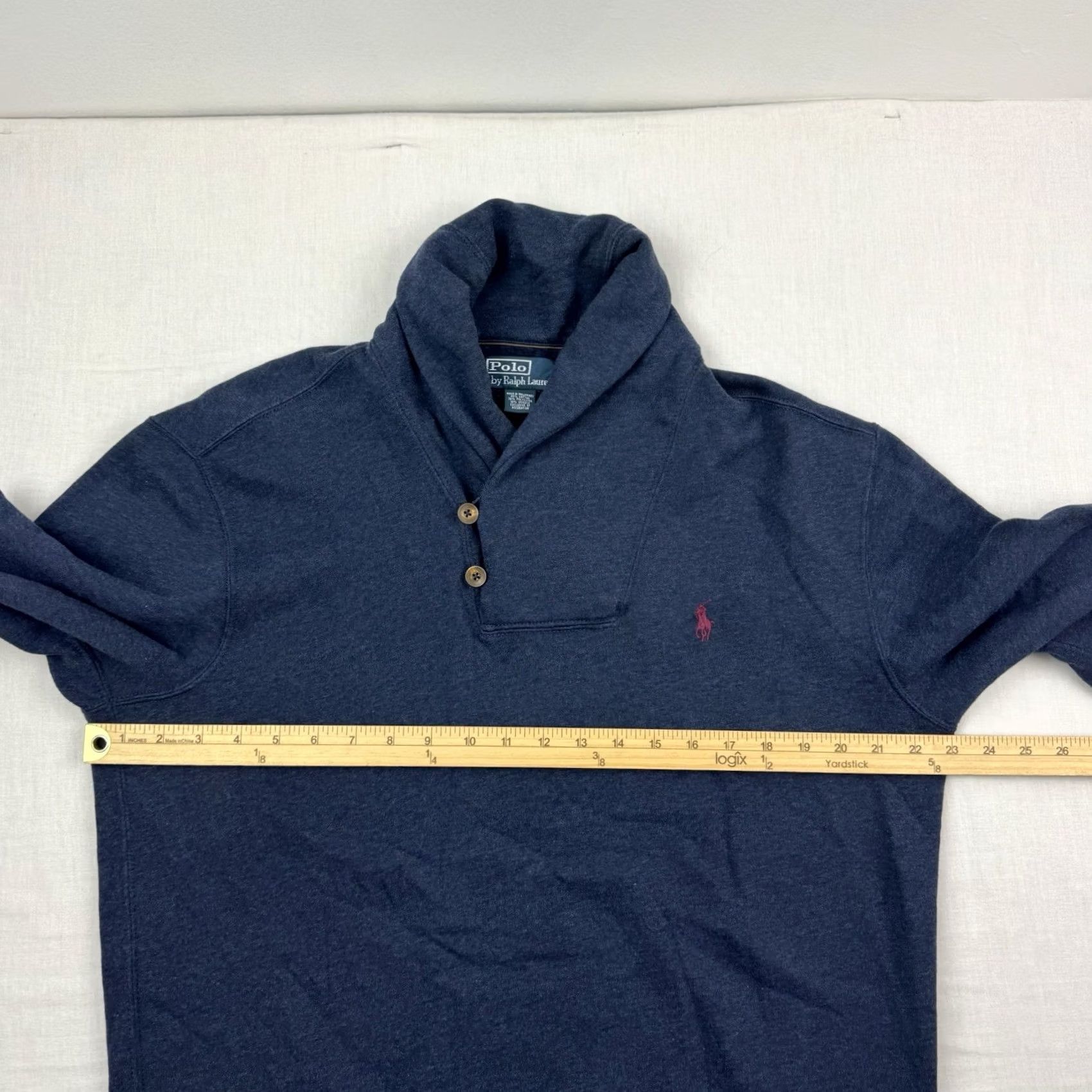 Polo Ralph Lauren VINTAGE Polo Ralph Lauren Shirt Long Sleeve Shawl Collar Sweatshirt Adult Large Blue 90s Preppy Mens Size US L / EU 52-54 / 3 - 6 Thumbnail