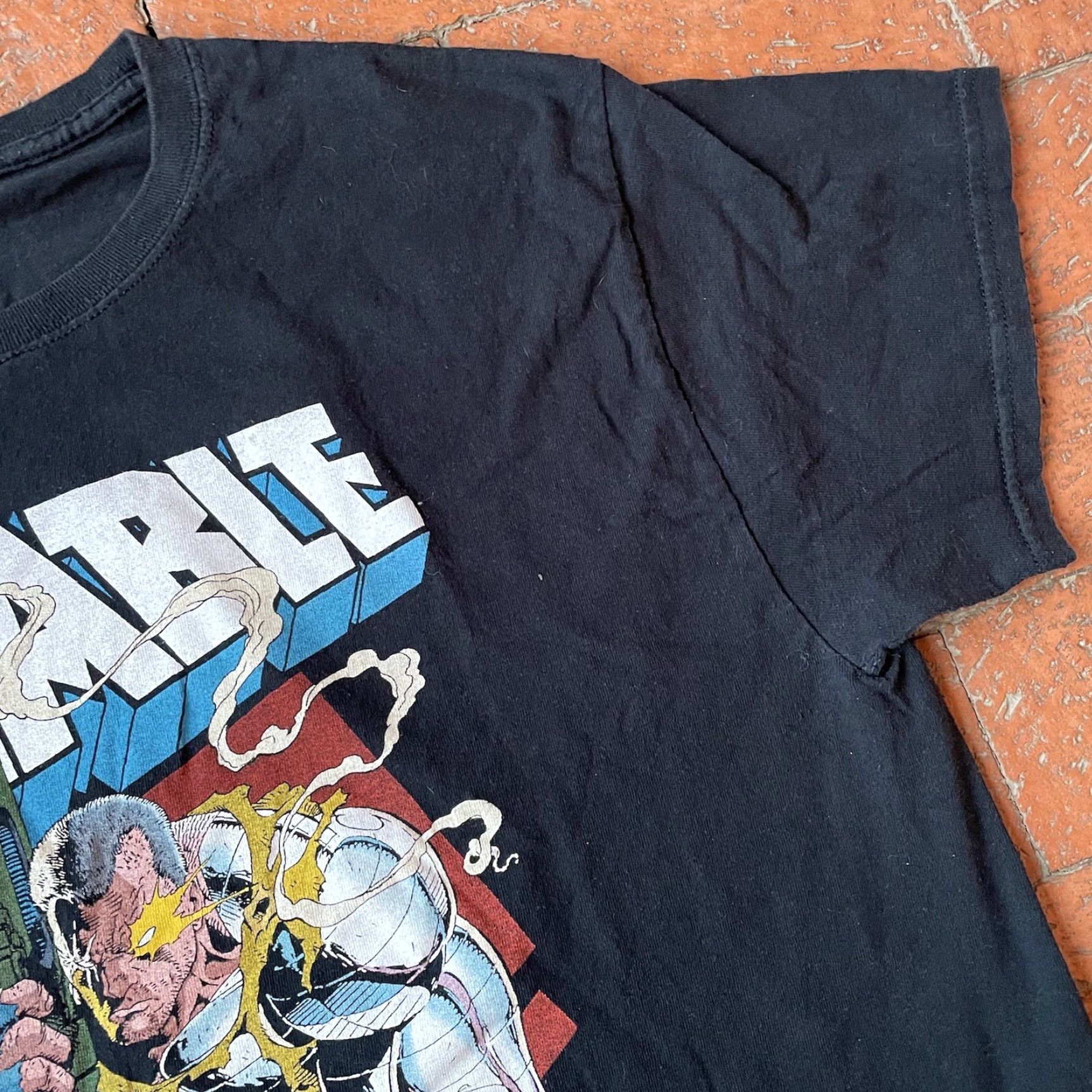 Vintage VINTAGE Cable Shell Casings T Shirt Marvel Licensed Mens Crew Neck Short Sleeve Black Cotton Logo 90s Comics USA Size US L / EU 52-54 / 3 - 6 Thumbnail