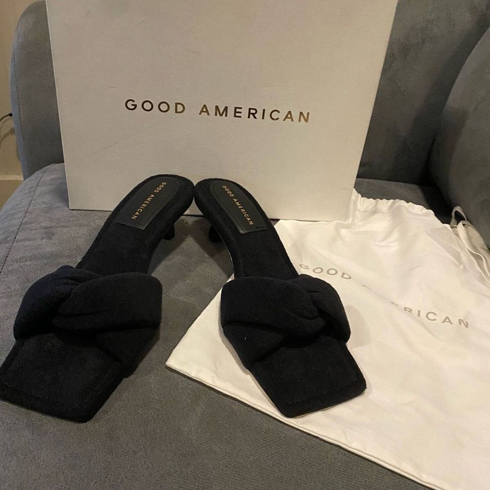 Good American Good American NIB Terry Kickstand Heel Black, Sz 9, $185 Size US 9 / IT 39 - 2 Thumbnail