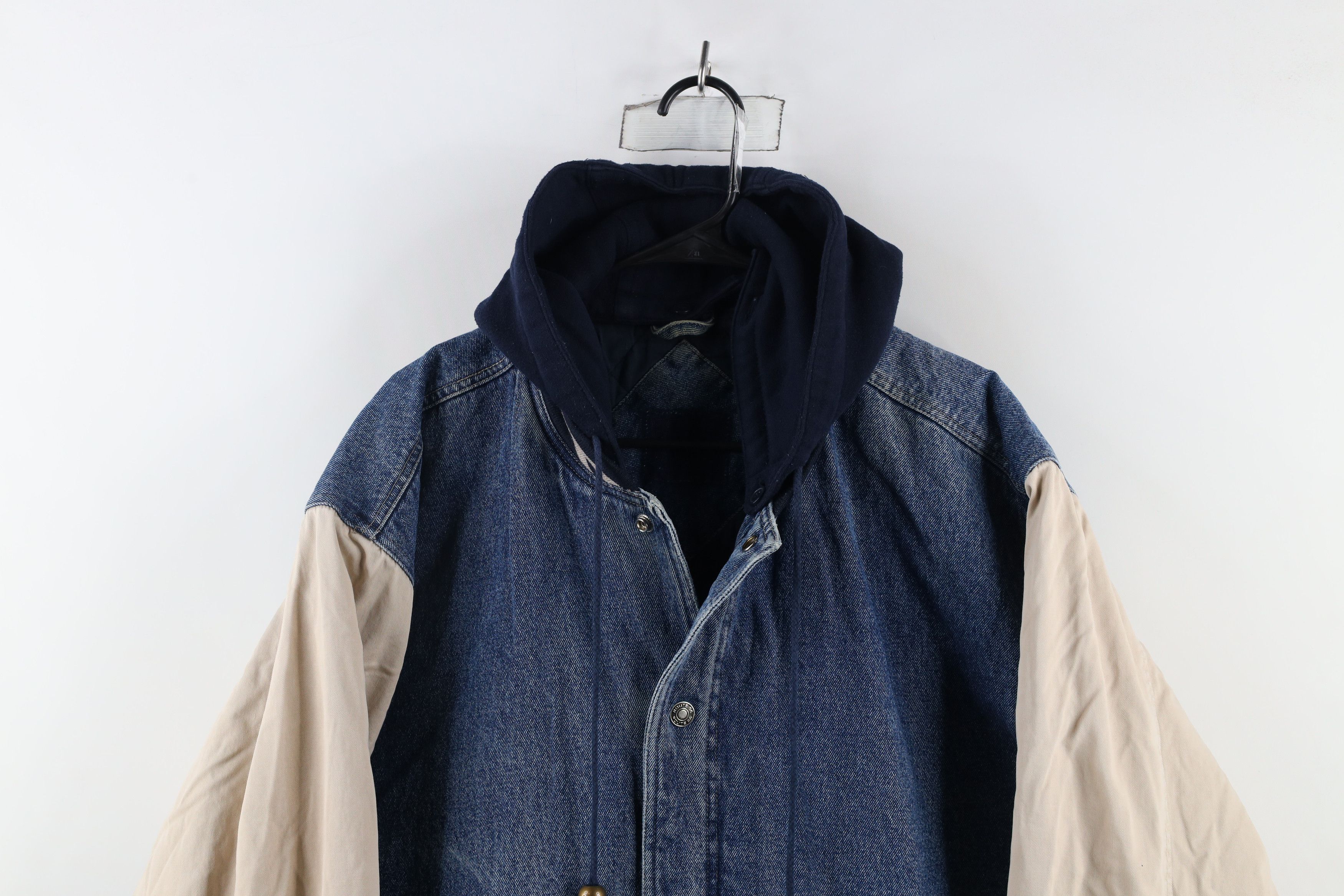 Vintage Vintage 90s Streetwear Hooded Denim Jean Bomber Jacket Size US M / EU 48-50 / 2 - 2 Thumbnail