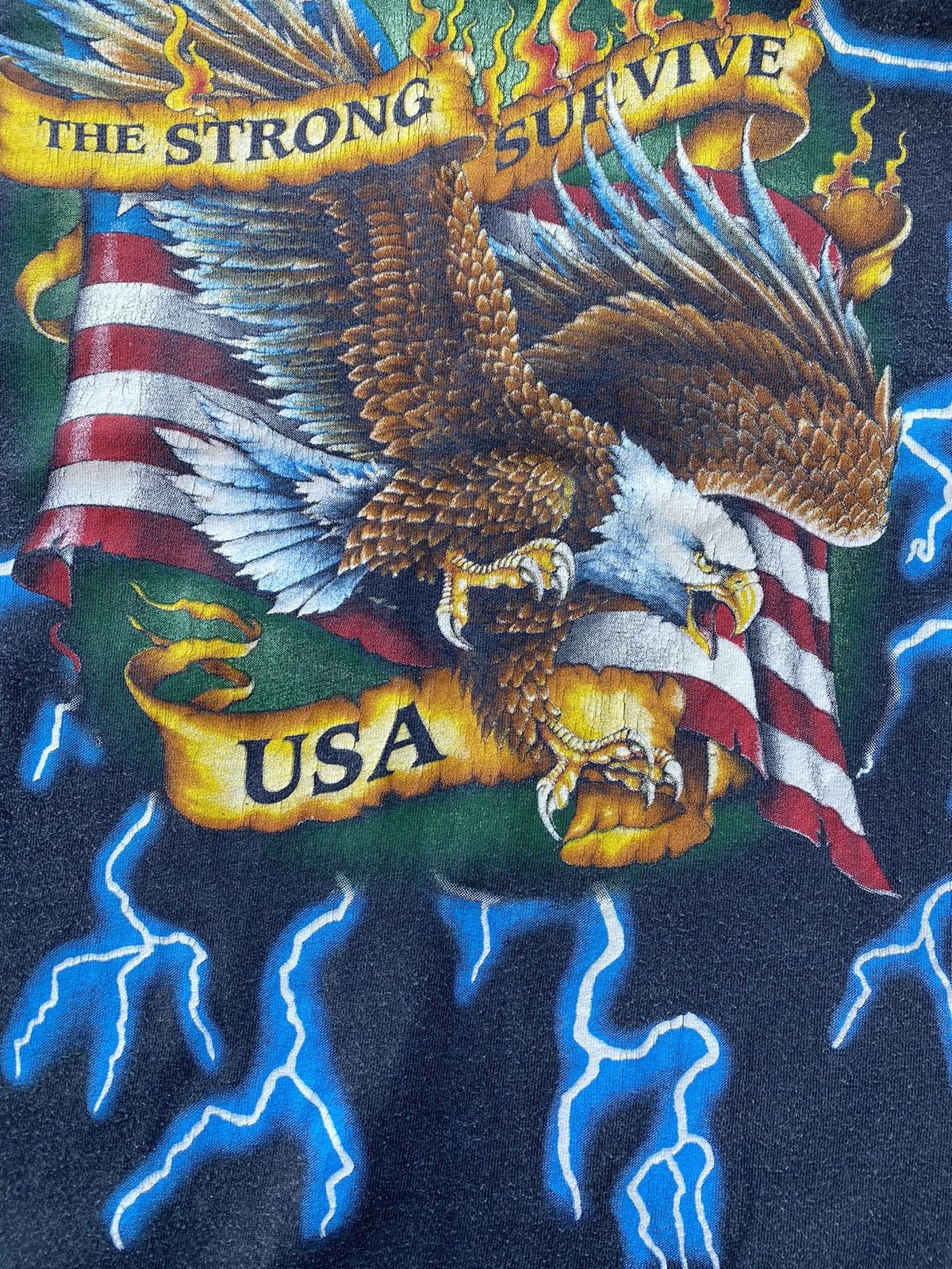 Vintage Travis scott Vintage thunder lightening USA eagle 90s tee Size US XL / EU 56 / 4 - 3 Thumbnail