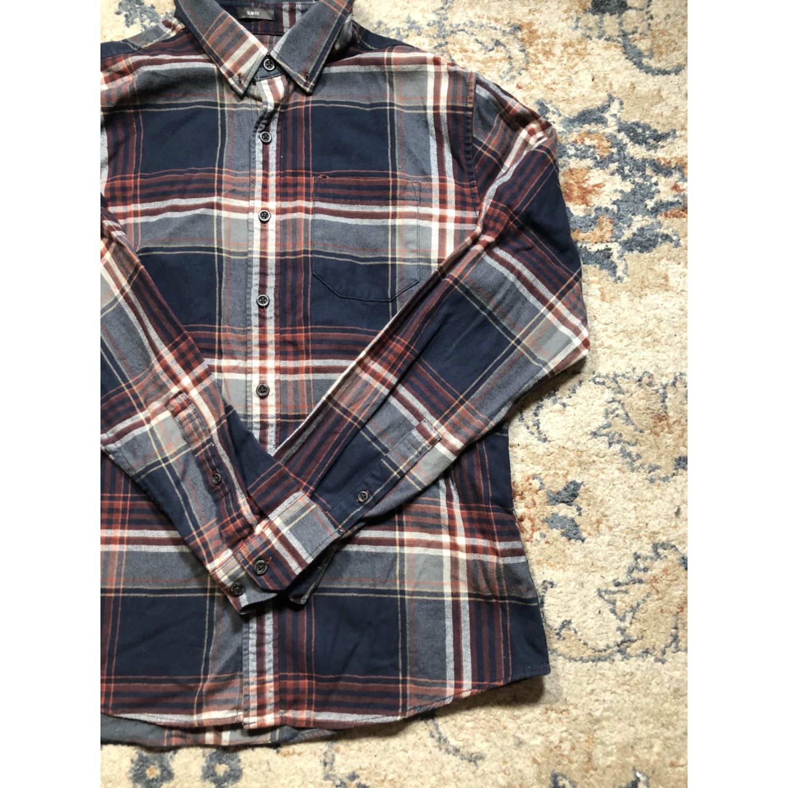 Eddie Bauer Eddie Bauer Shirt Mens Large Blue Gray Plaid Flannel Slim Fit Button Down Pocket Size US L / EU 52-54 / 3 - 4 Thumbnail
