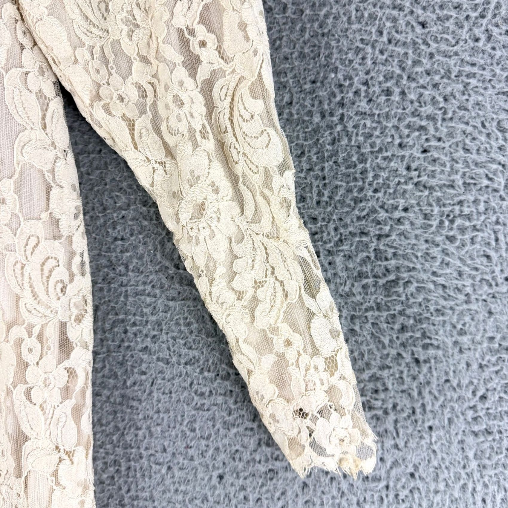 Jessica McClintock VINTAGE Jessica McClintock Lace Dress Womens 10 Long Sleeve Ivory Floral Bride Formal Wedding Dress Size L / US 10 / IT 46 - 5 Thumbnail