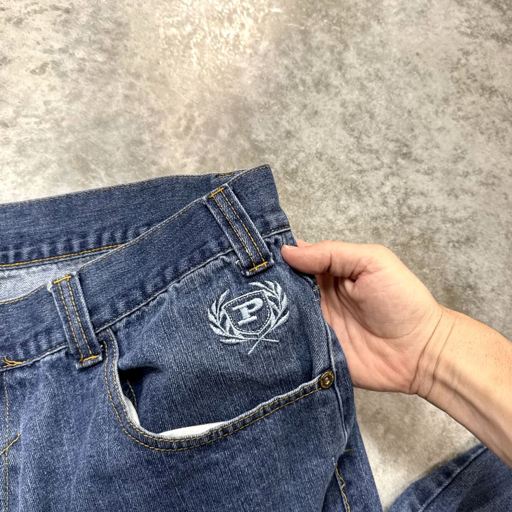 Denime VINTAGE Phat Classics Jeans Mens 44x34 Blue Denim Straight Leg Baggy Hip Hop Embroidered P Logo Front Pocket Womens Size US 44 / EU 60 - 4 Thumbnail