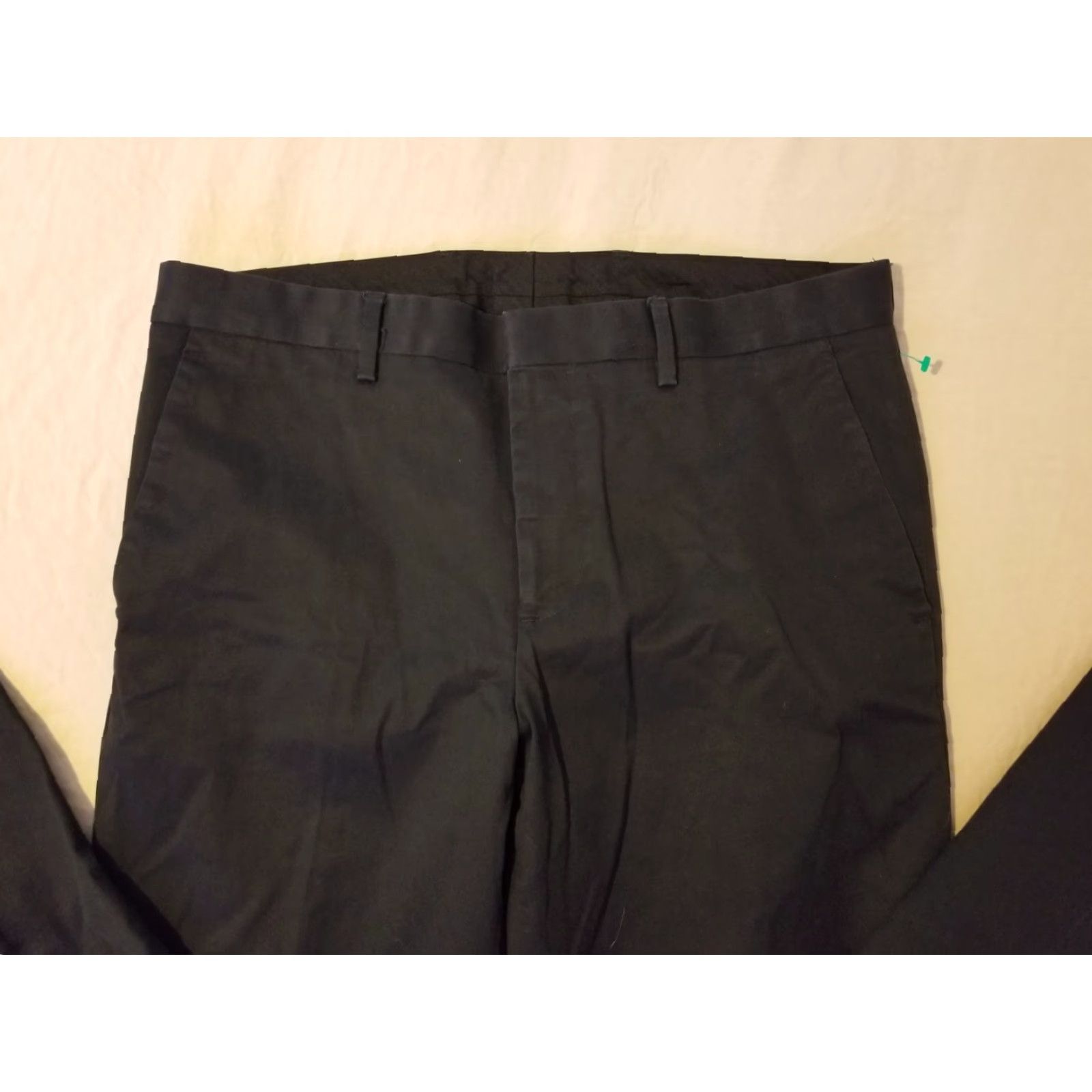 Express Express Mens Pants Chino Flat Front 31x32 32x32 Black Cotton Slack Trousers Slax Size US 31 - 3 Thumbnail