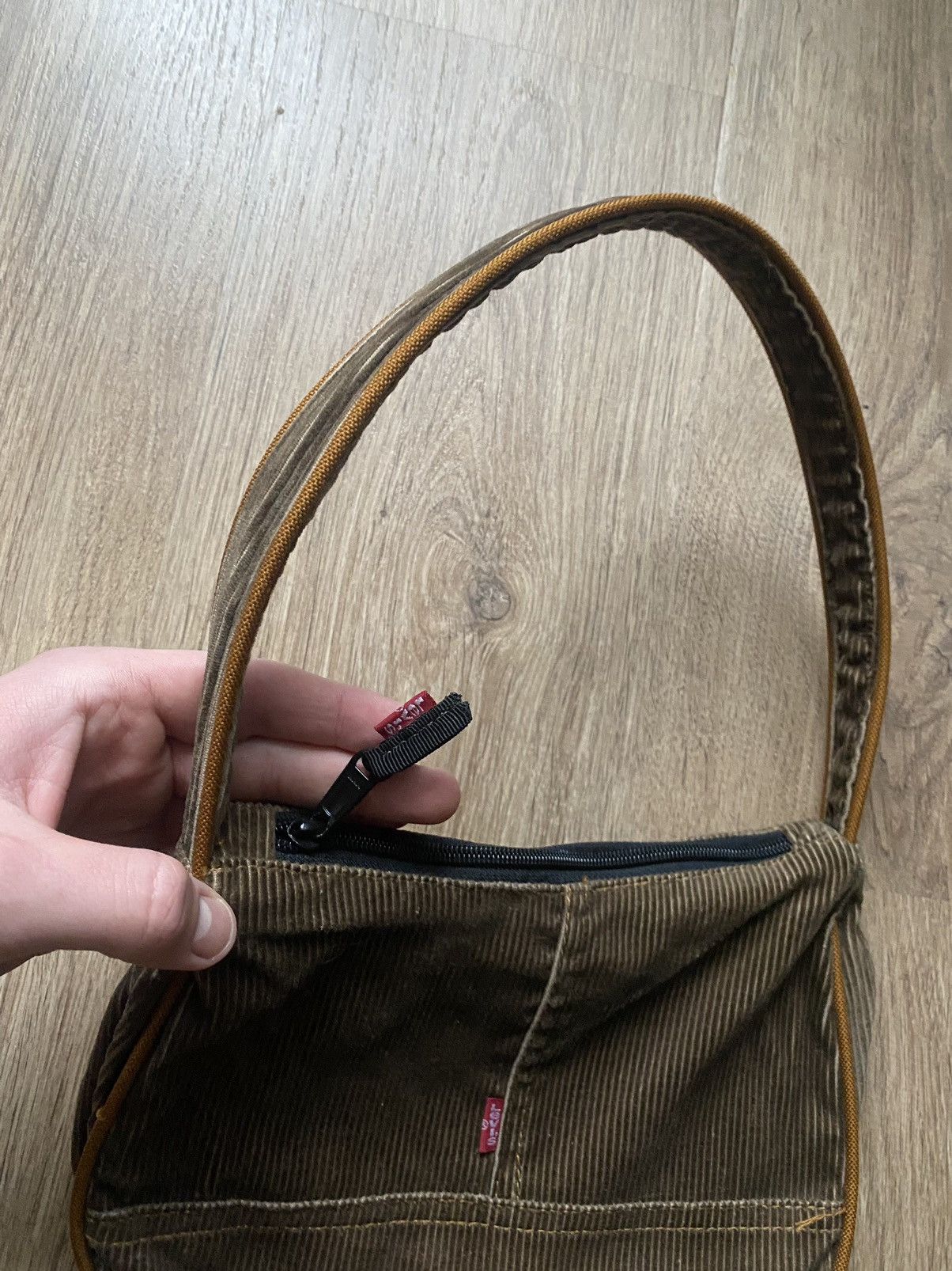 Handmade × Levi's Vintage Levis Y2K velvet brown custom hand made handle bag👜 Size ONE SIZE - 3 Thumbnail