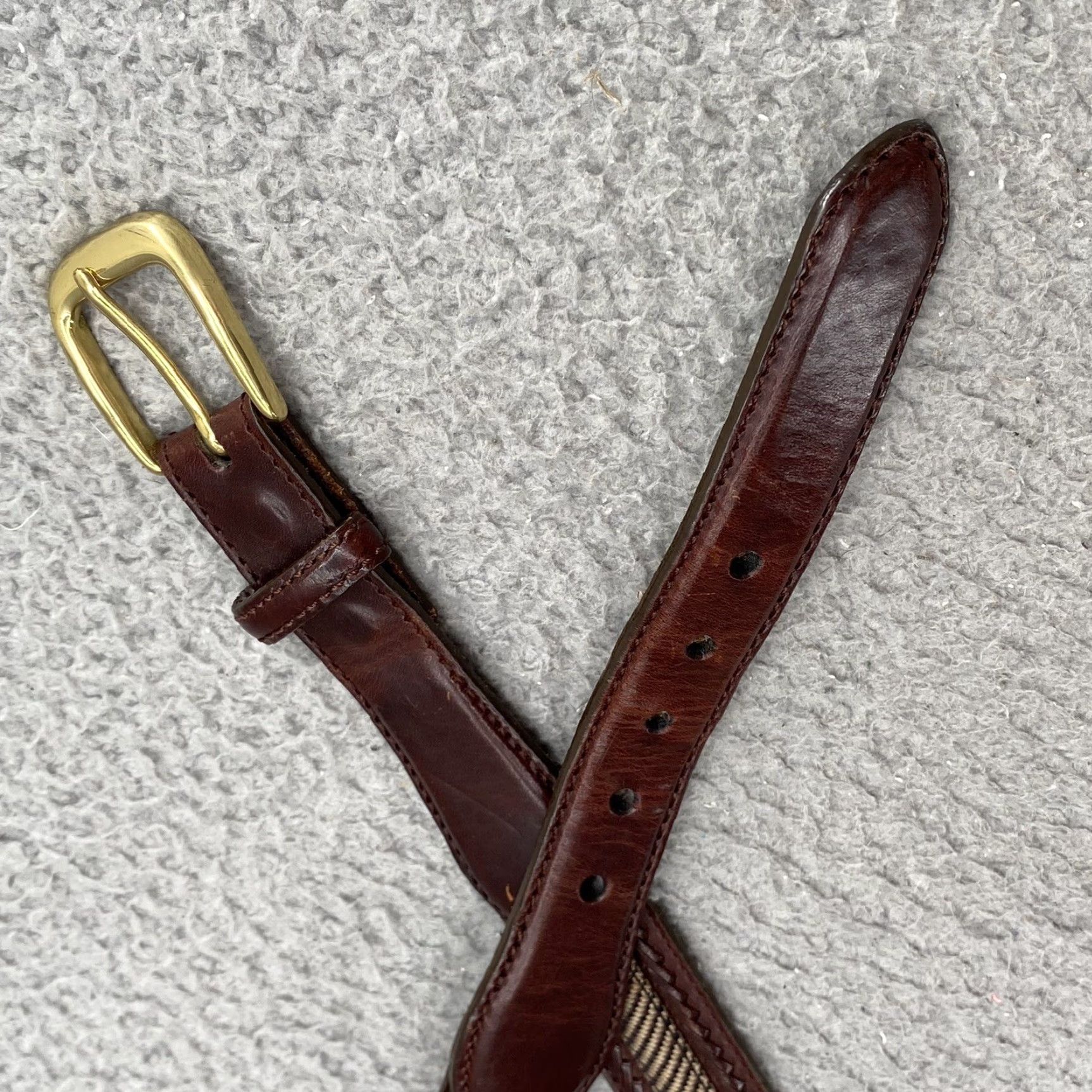 Brighton Brighton Leather Camden Canvas Belt Men Brown Size 42 Knit Brass Buckle Corpcore Belt Size ONE SIZE - 5 Thumbnail
