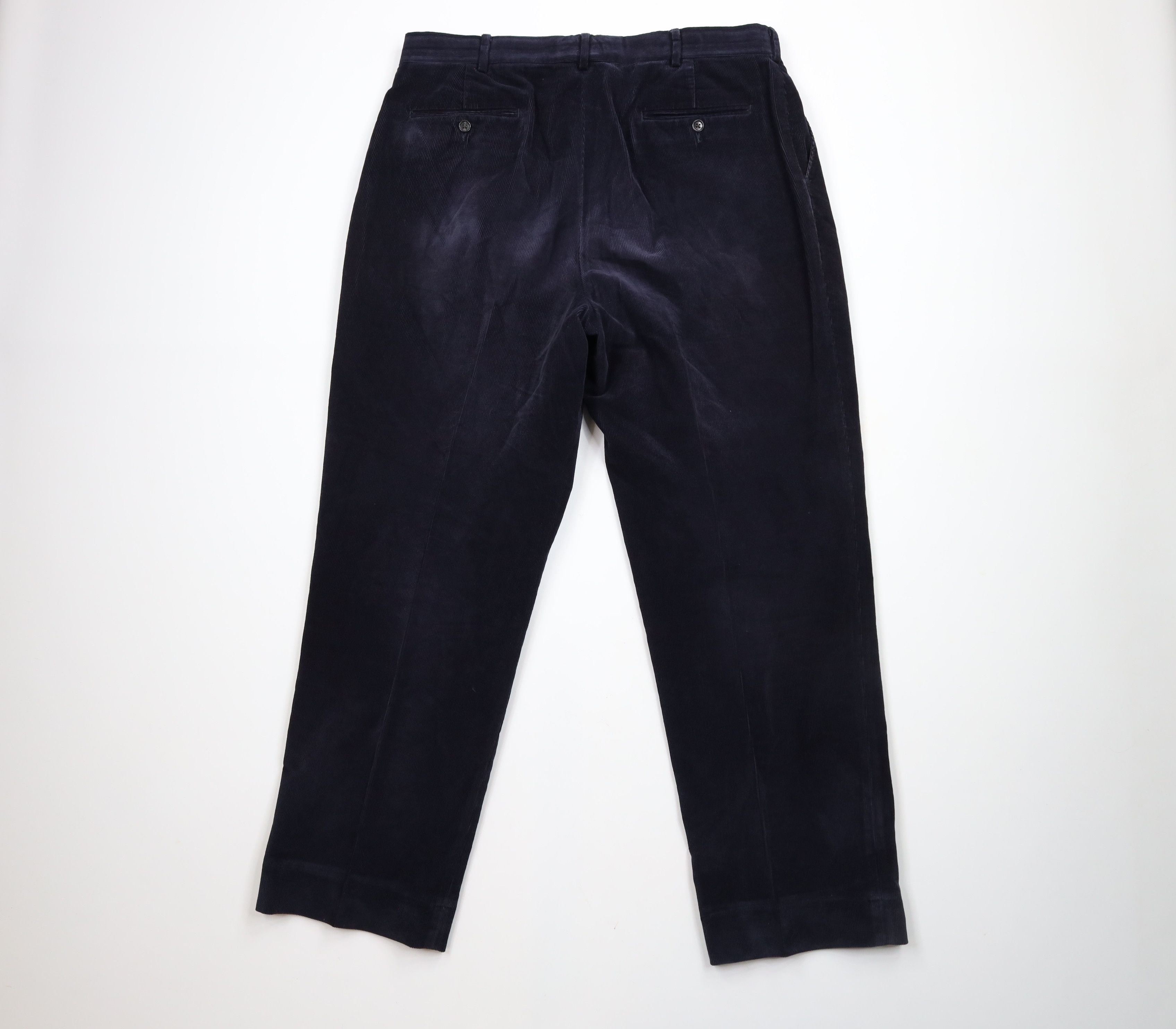 Lands' End × Vintage Vintage 90s Lands End Pleated Wide Leg Corduroy Pants Blue Size US 37 - 8 Thumbnail