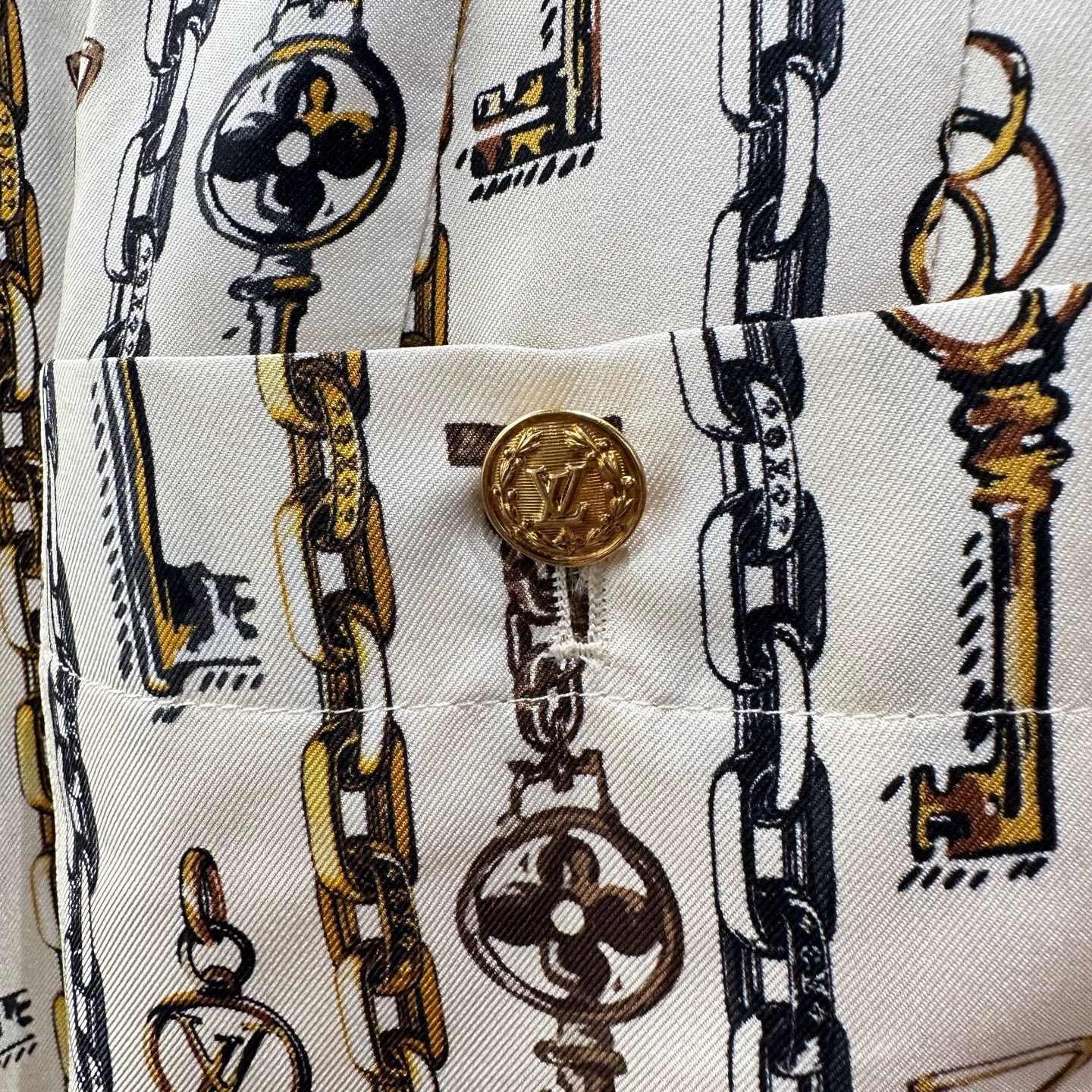 Louis Vuitton LV mar40 All Over Chain Logo Silk Pants 36 Size 26" / US 2 / IT 38 - 6 Thumbnail