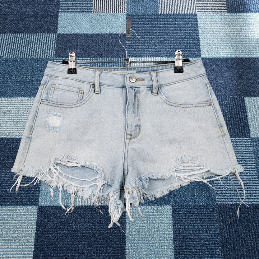 Pacsun PacSun Women Jean Shorts Blue 26 High Rise Hot Pants Light Wash Distressed Size 26" / US 2 / IT 38 - 1 Thumbnail