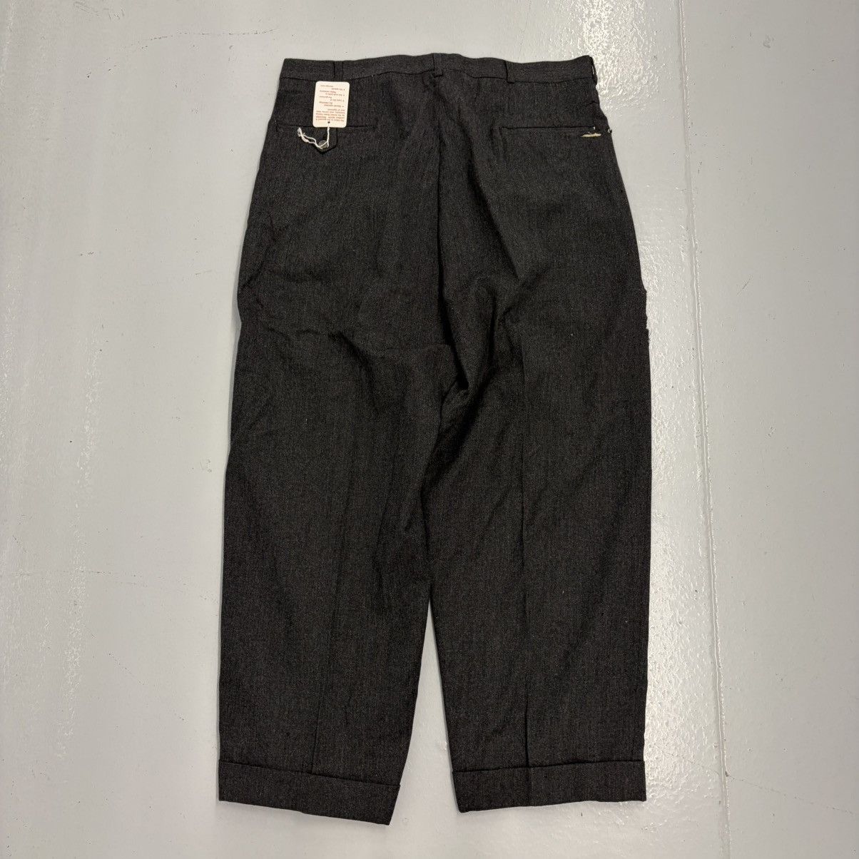 Other NOS Vintage 50s Sunset Loeb Black Pleated Wool Trouser 36x27 Size US 36 / EU 52 - 4 Thumbnail