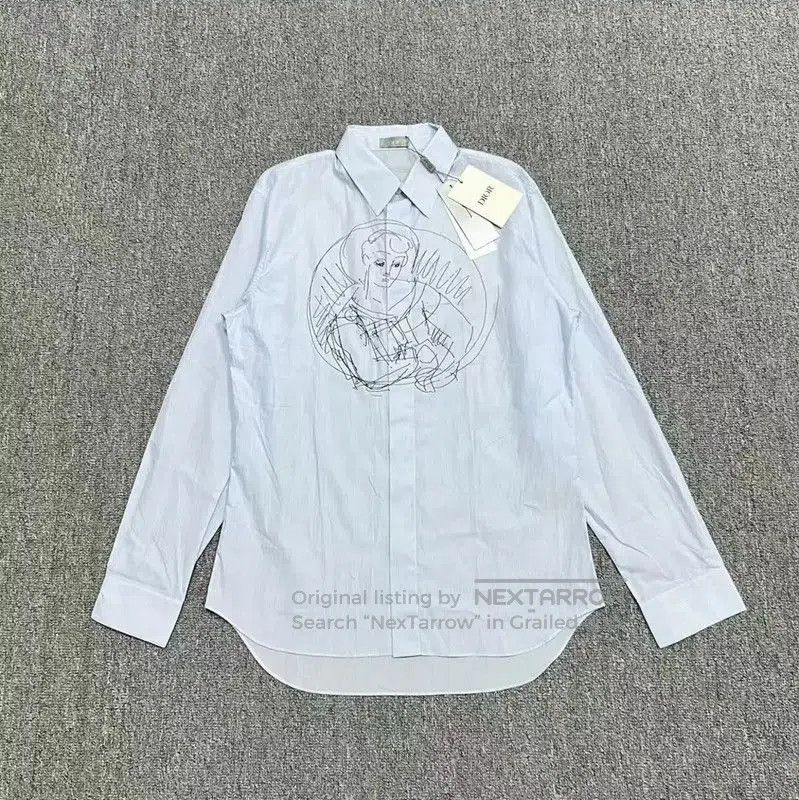 Dior Dior Blue Cotton Logo Long Sleeve Shirt . Size US M / EU 48-50 / 2 - 1 Thumbnail