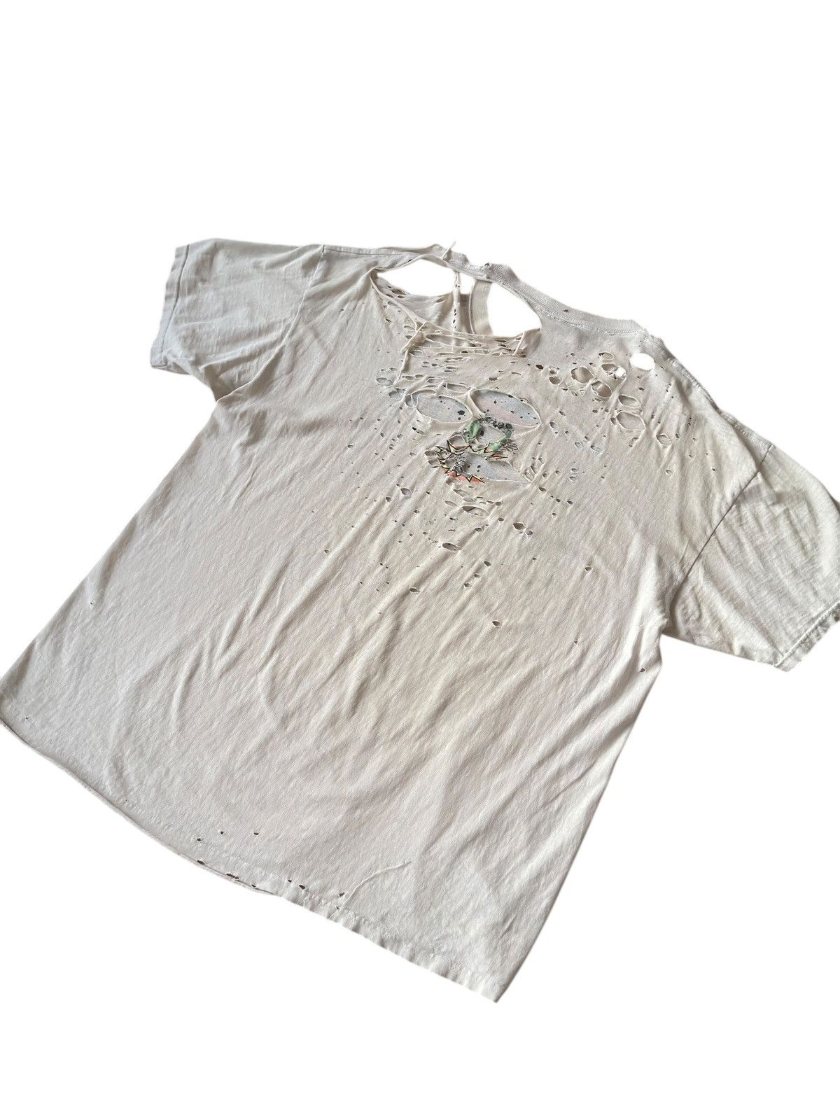 Vintage THRASHED Vintage 90s Burnt Crispy’s Distressed Tee Shirt Size US XL / EU 56 / 4 - 4 Thumbnail