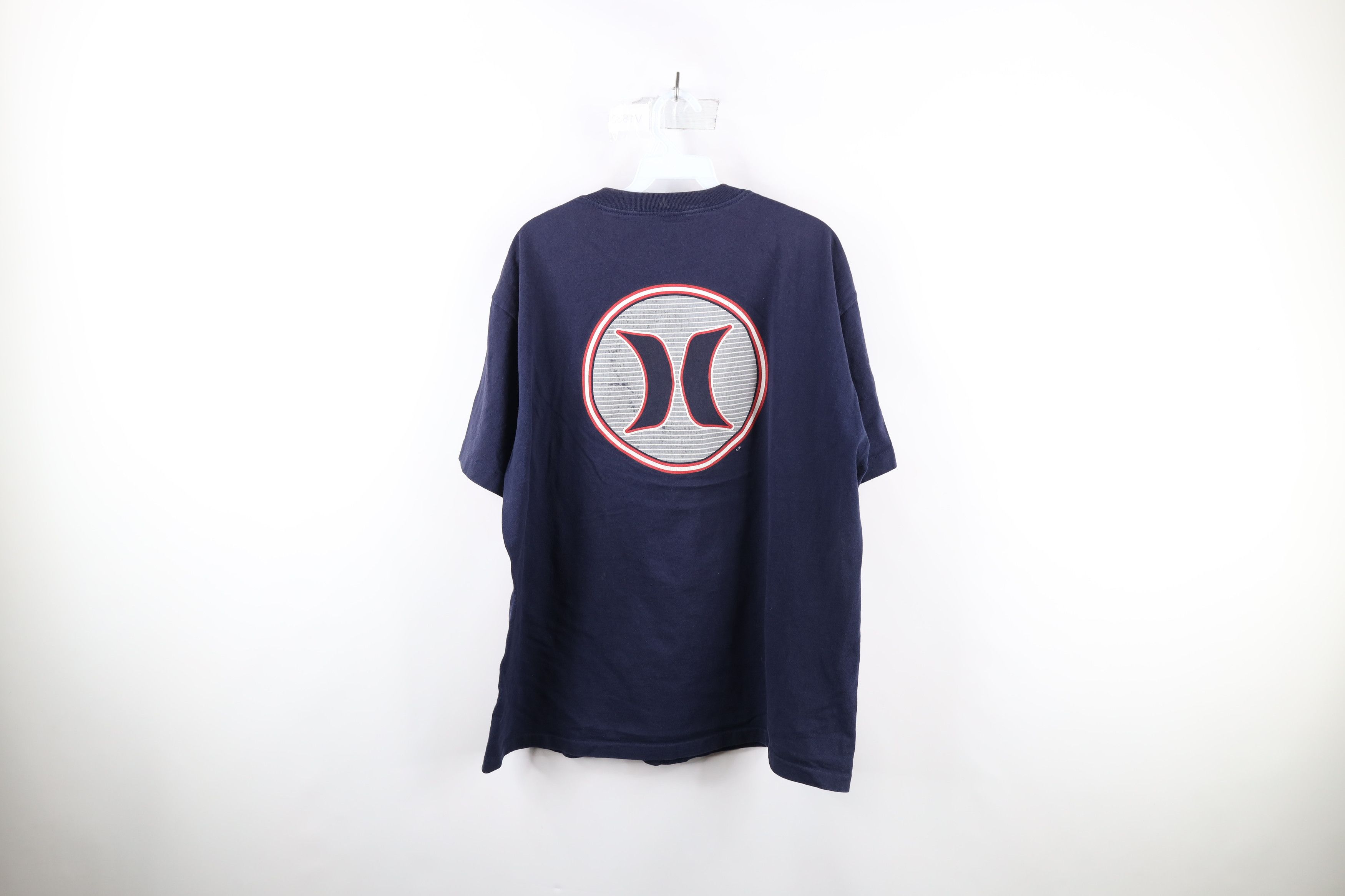 Hurley × Vintage Vintage 90s Hurley Surfing Out Double Sided T-Shirt Blue USA Size US L / EU 52-54 / 3 - 10 Thumbnail
