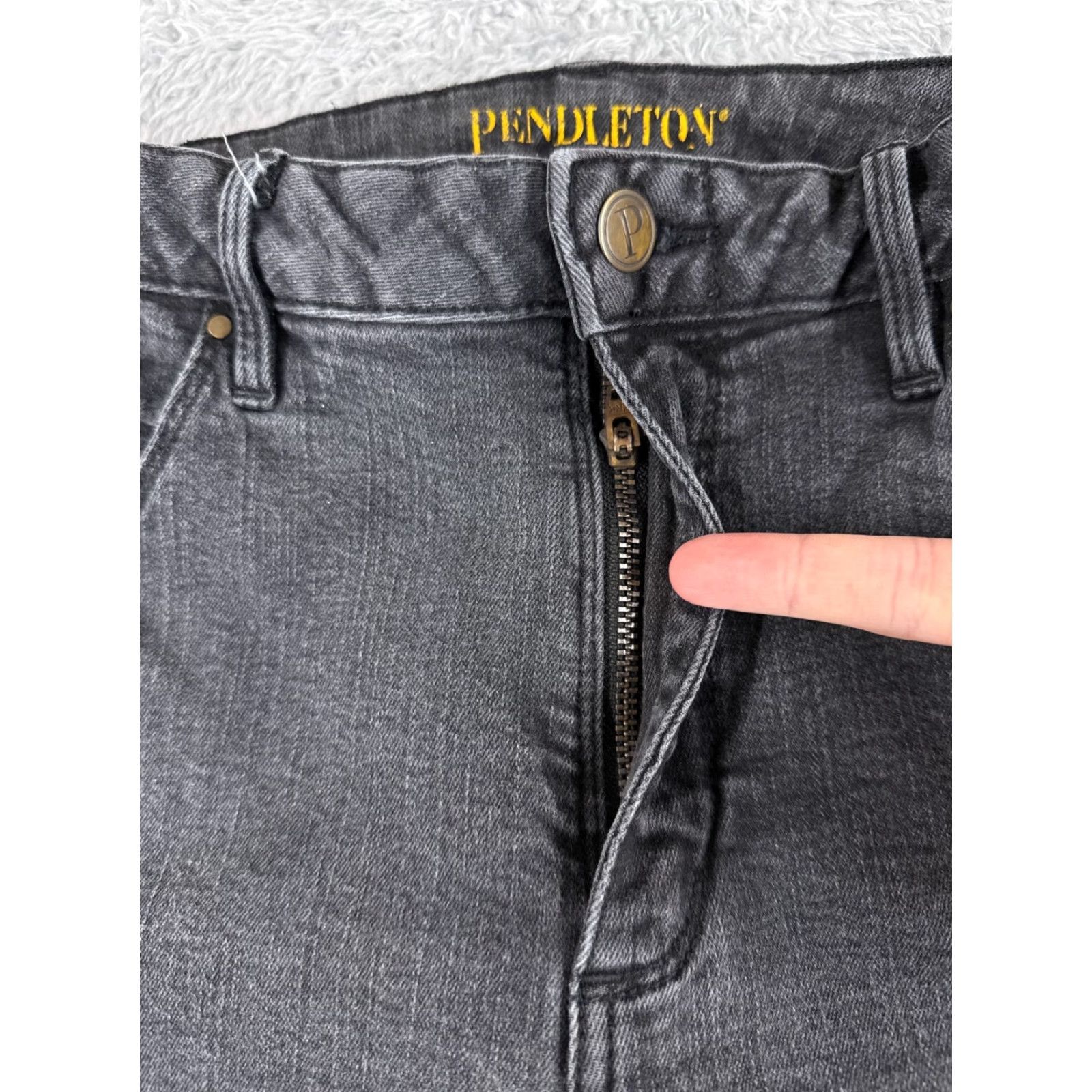 Pendleton Pendleton Jeans Womens 12 Black Denim Bootcut Cotton Blend Mid Rise 28x31 5-Pocket Embroidered Zipper Button Southwestern Style Mens Girls Womens Boys Size 34" / US 12 / IT 48 - 5 Thumbnail