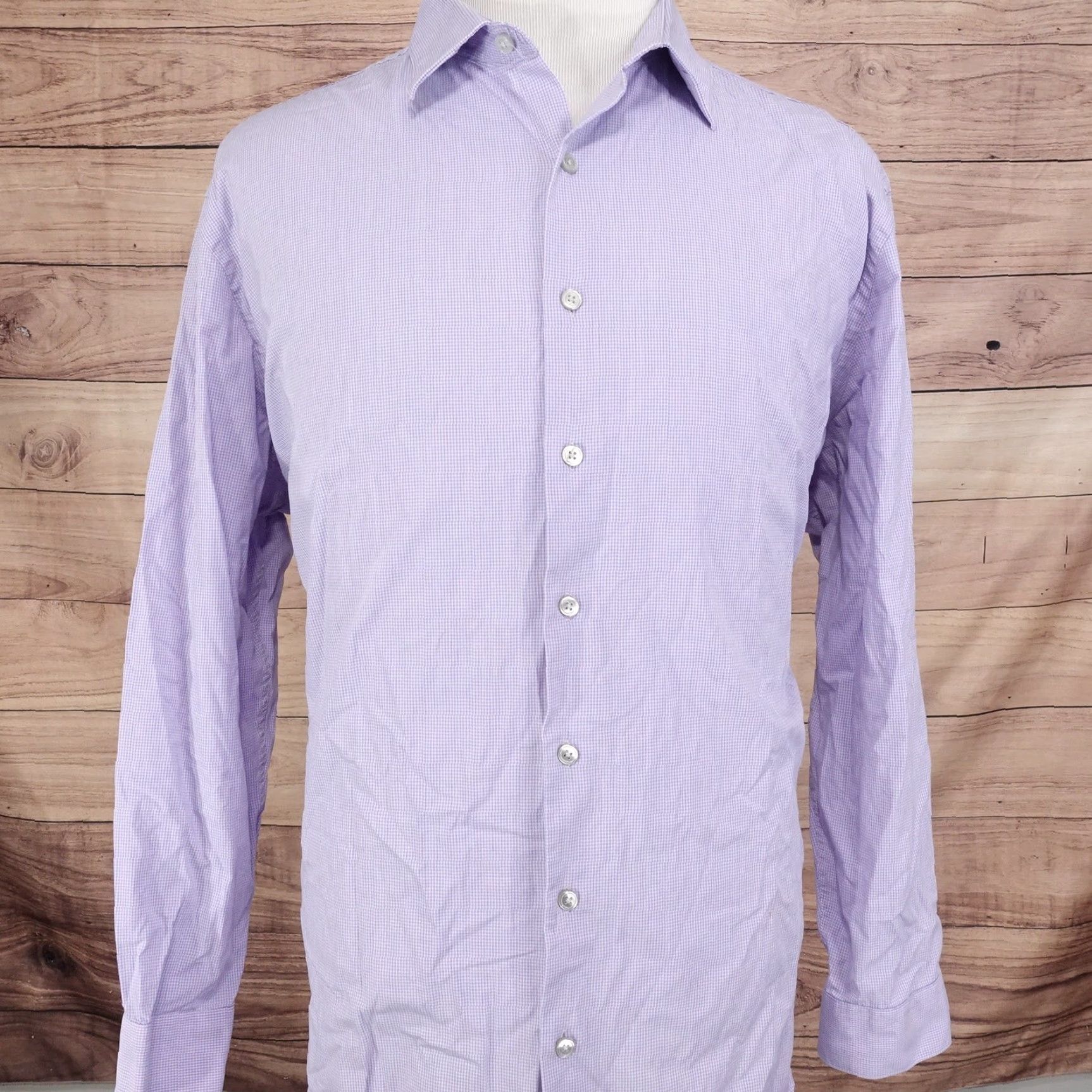 Apt. 9 APT 9 Premier Flex Shirt Mens 2XL Button-Up Long Sleeve Blue Pink Check Regular Fit 98% Cotton 2% Spandex Mens Size US XXL / EU 58 / 5 - 3 Thumbnail