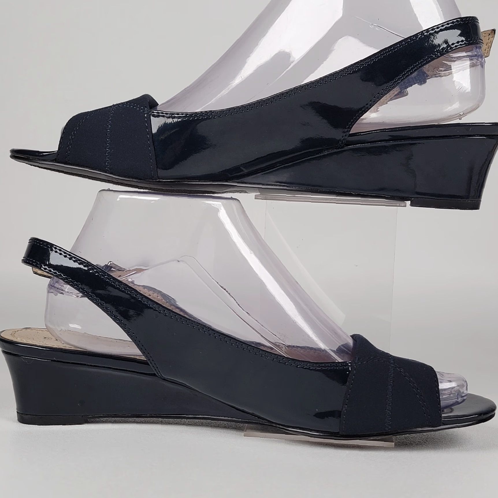 Ellen Tracy Ellen Tracy Black Dress Slingback Shoes ET - Jack Style Women's Size 9 M Slip-on Buckle Faux Leather Wedge Heel Shoes Womens Black 9M Size M / US 6-8 / IT 42-44 - 4 Thumbnail