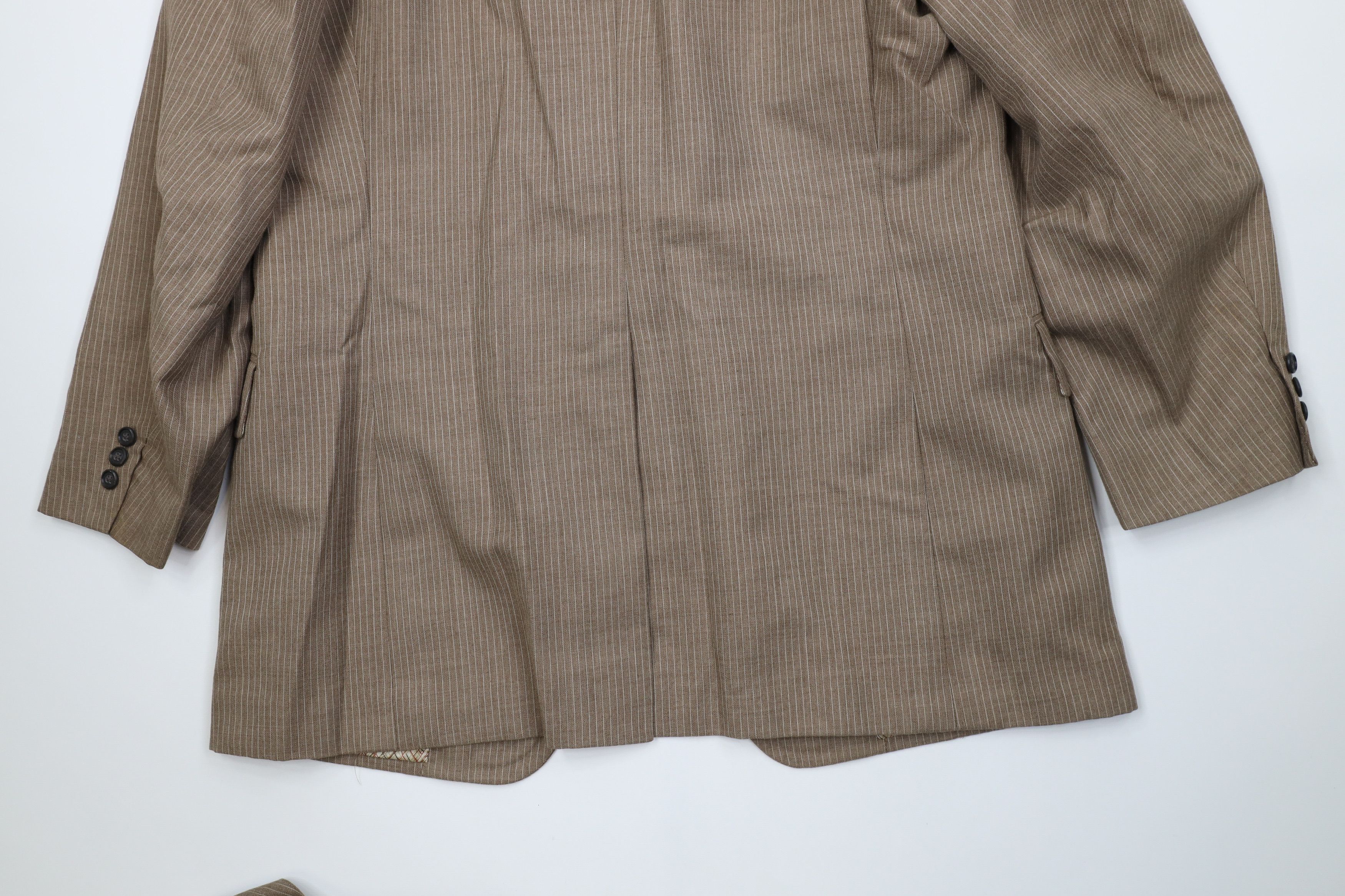 Vintage Vintage 70s Streetwear 3 Piece Stripe Suit Wedding Brown Size 44L - 6 Thumbnail