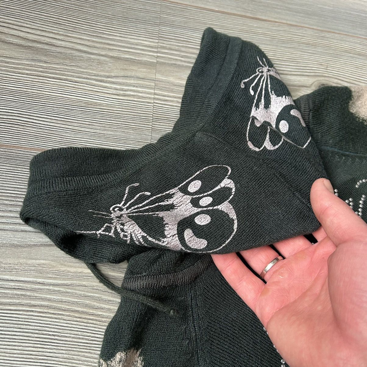 Ed Hardy Vintage Y2K Ed Hardy Tattoo Hooded Knit Sweater Size L / US 10 / IT 46 - 12 Thumbnail