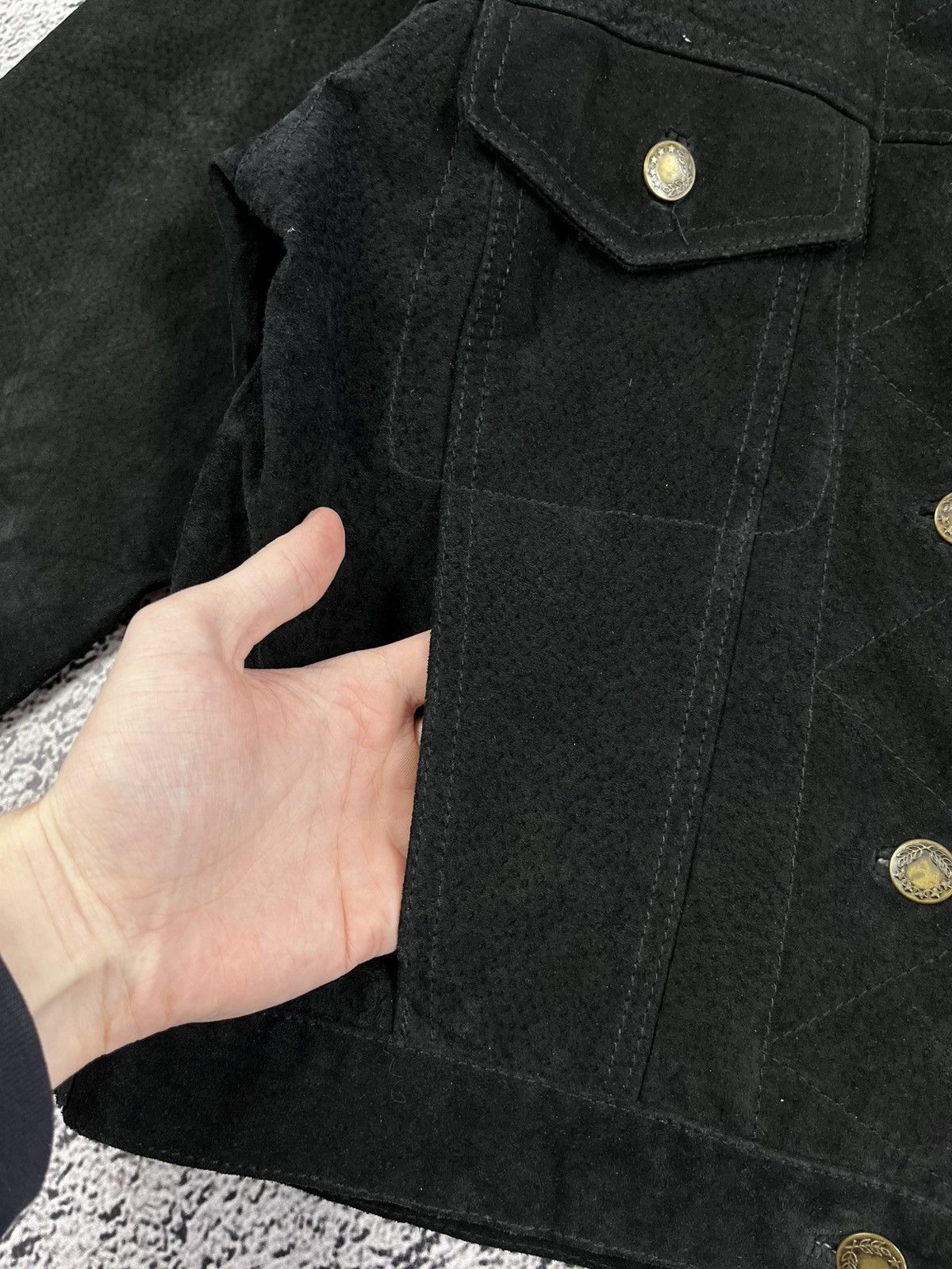 Vintage Vintage 90s Suede Black Leather Jacket streetwear style Size M / US 6-8 / IT 42-44 - 9 Thumbnail