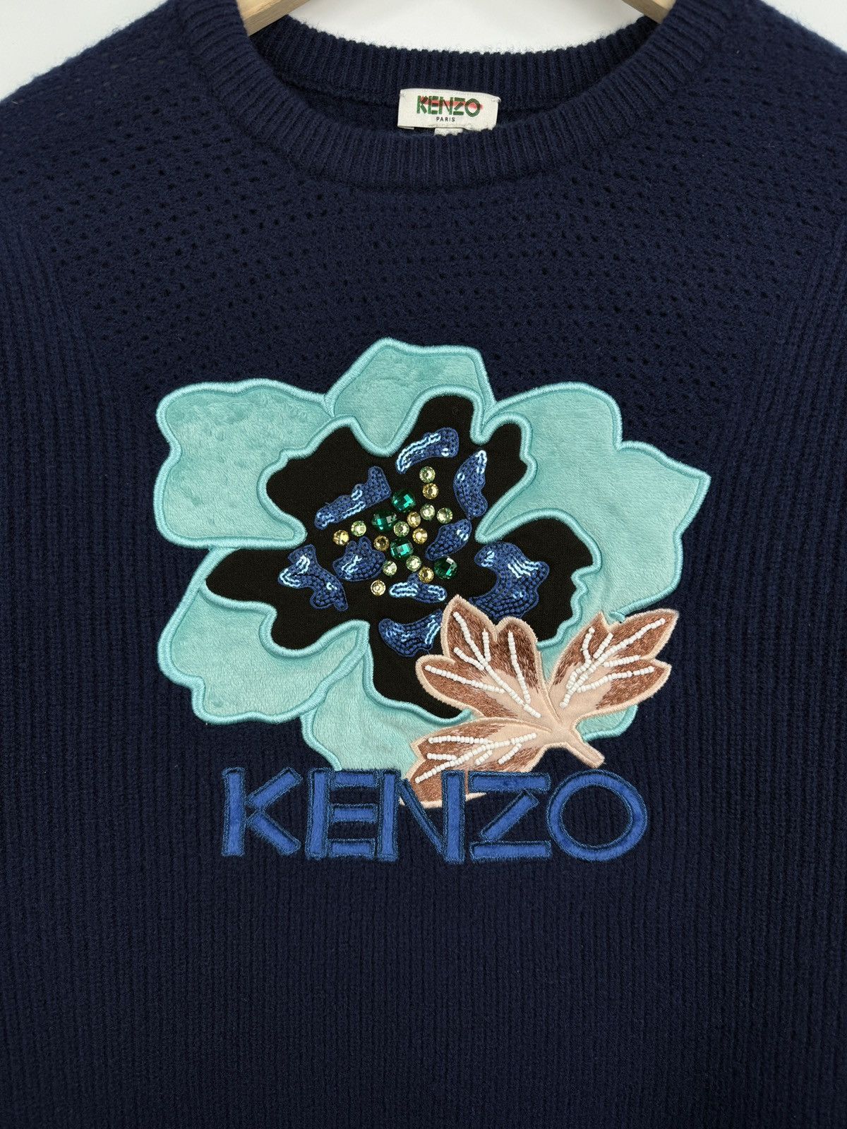 Kenzo 🇫🇷 Kenzo Paris Floral Embroidered Knit Sweater Dress Rare Y2K Size S / US 4 / IT 40 - 4 Thumbnail