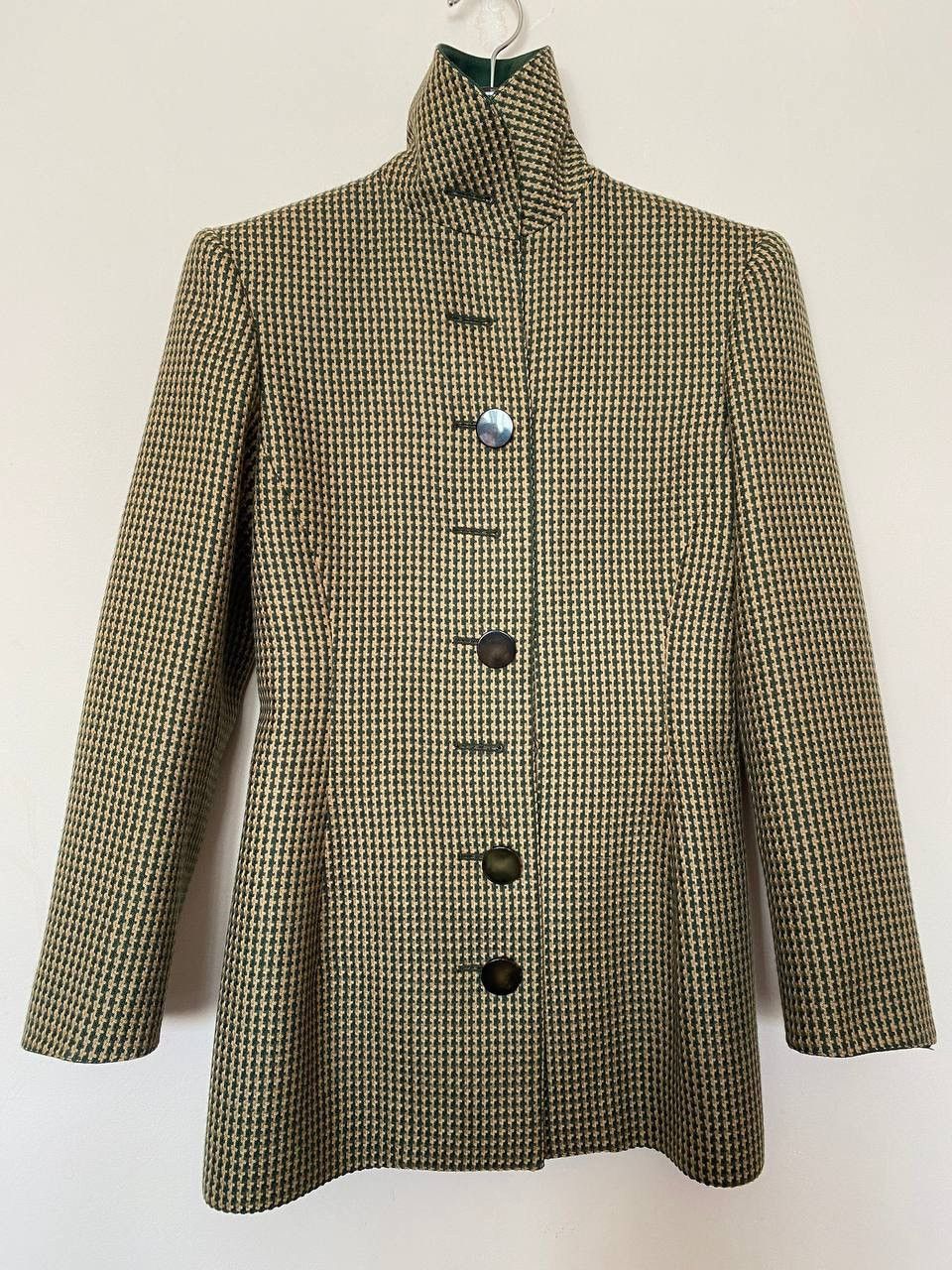 Valentino DESIGNER Valentino Boutique VTG Green Gold Check Wool Blazer Size M / US 6-8 / IT 42-44 - 4 Thumbnail