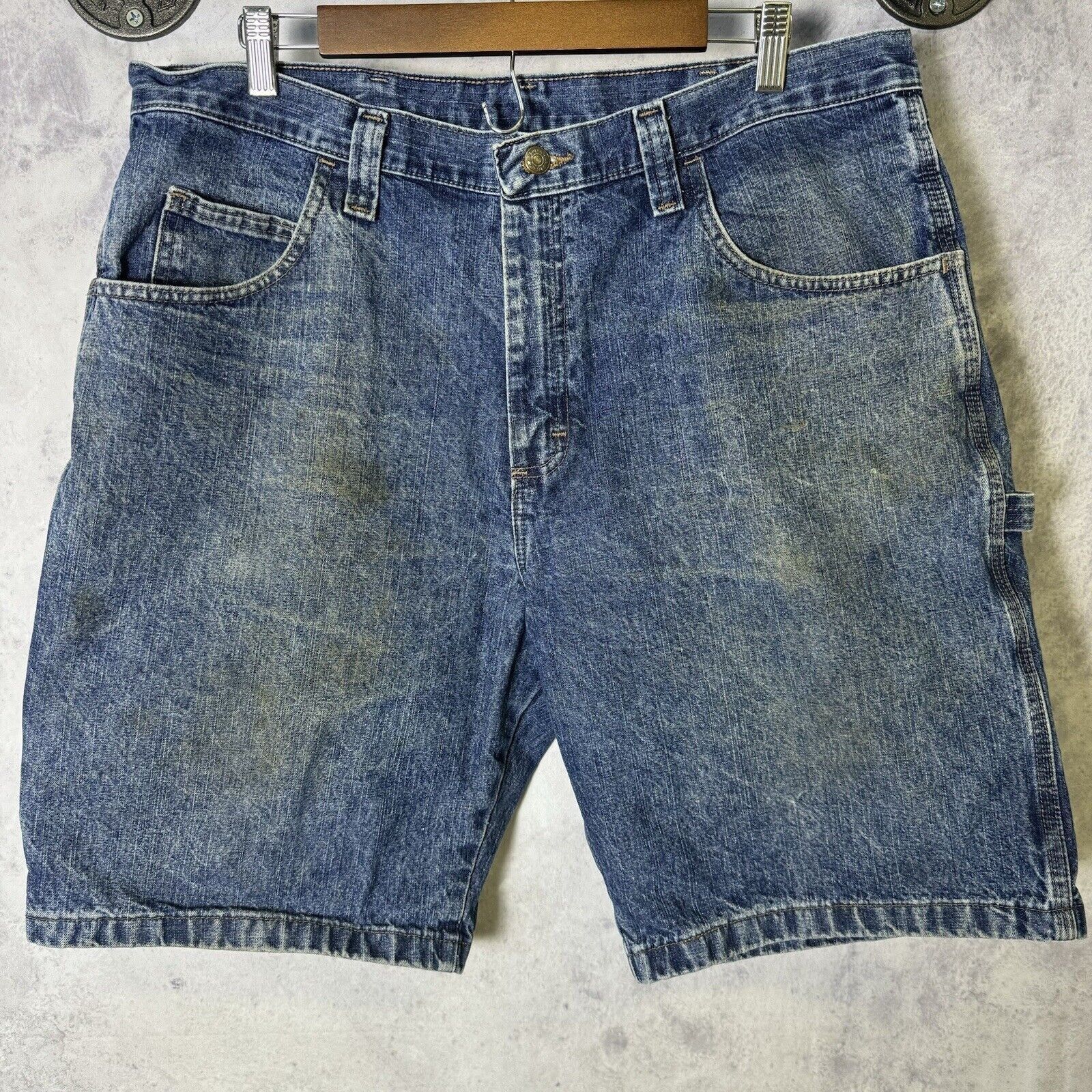 Wrangler Wrangler Jorts Mens 38 Regular Blue Y2k Carpenter Denim Shor Size US 38 / EU 54 - 1 Thumbnail