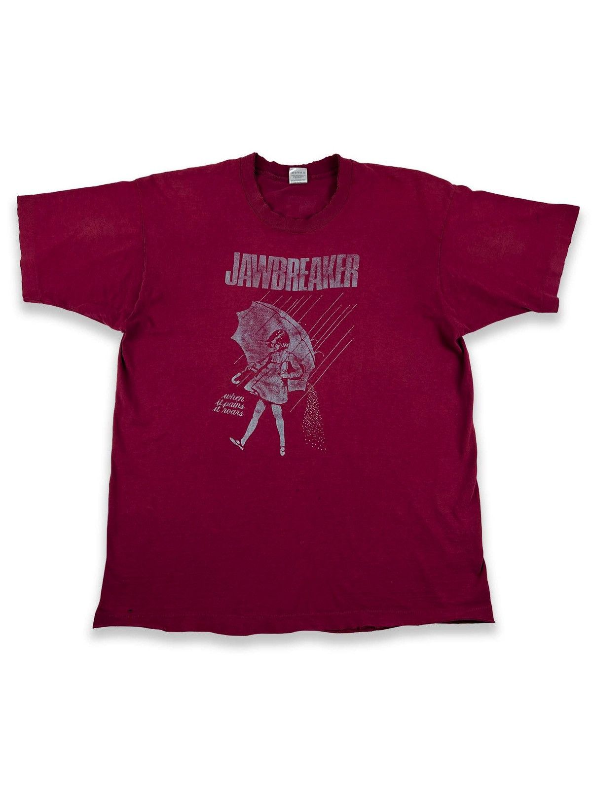 image of Band Tees x Vintage 1990S Vintage Jawbreaker When It Pains It Roars Tee Red Xl, Men's