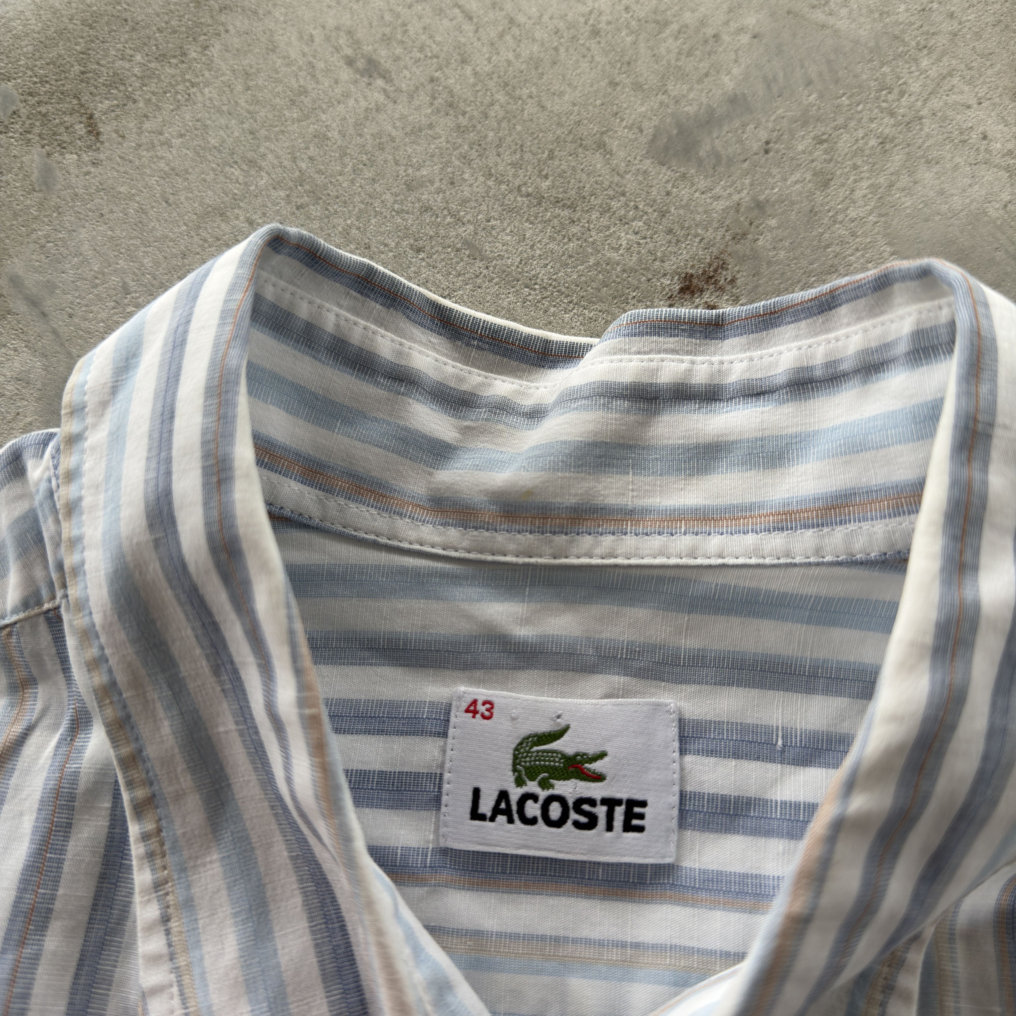 Lacoste Vintage 90s Lacoste Striped Linen Button Ups Shirt Size US XL / EU 56 / 4 - 5 Thumbnail
