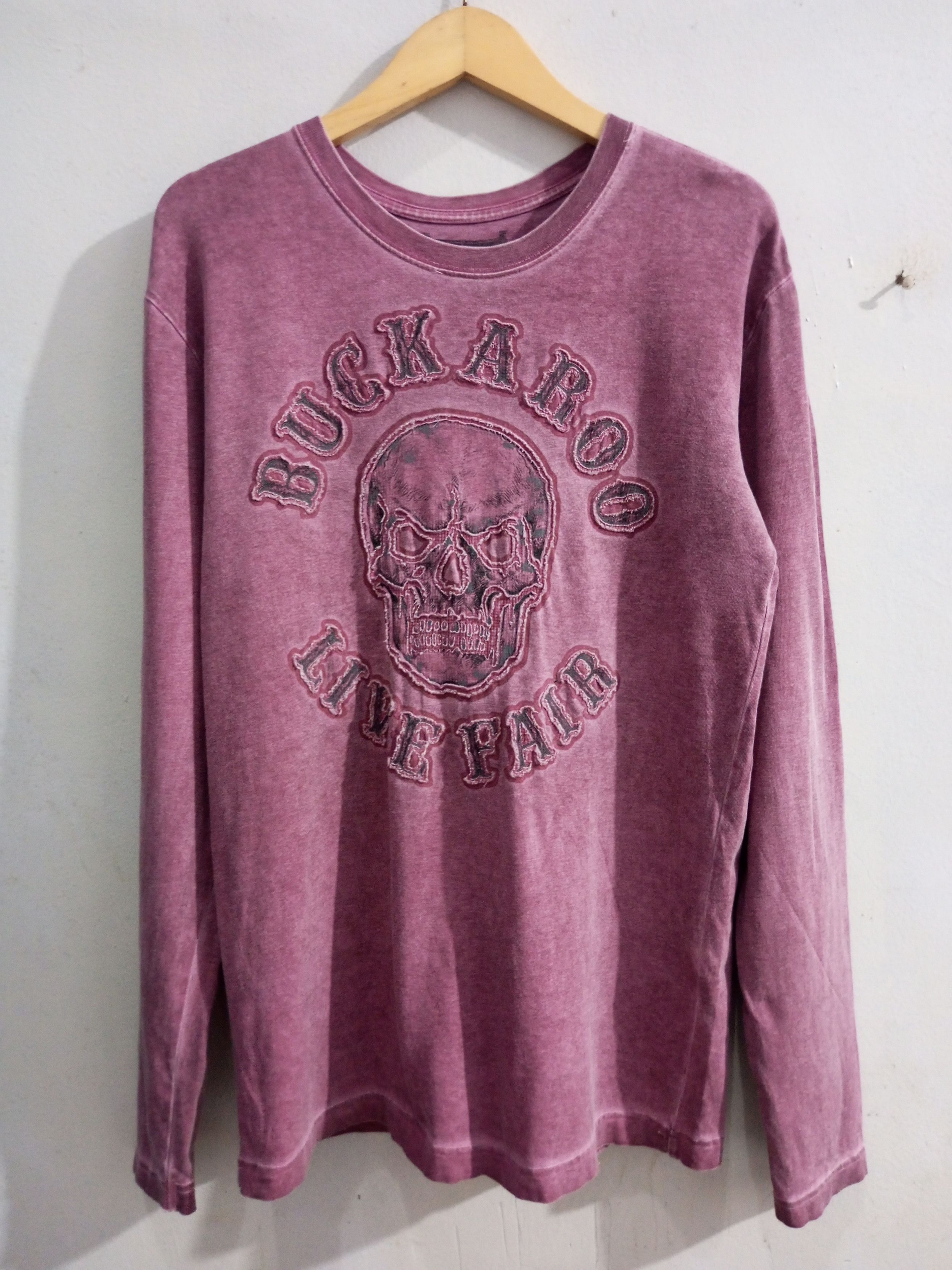 Japanese Brand Vintage Buckaroo skull cross distressed long sleeve tshirt Size US L / EU 52-54 / 3 - 1 Thumbnail