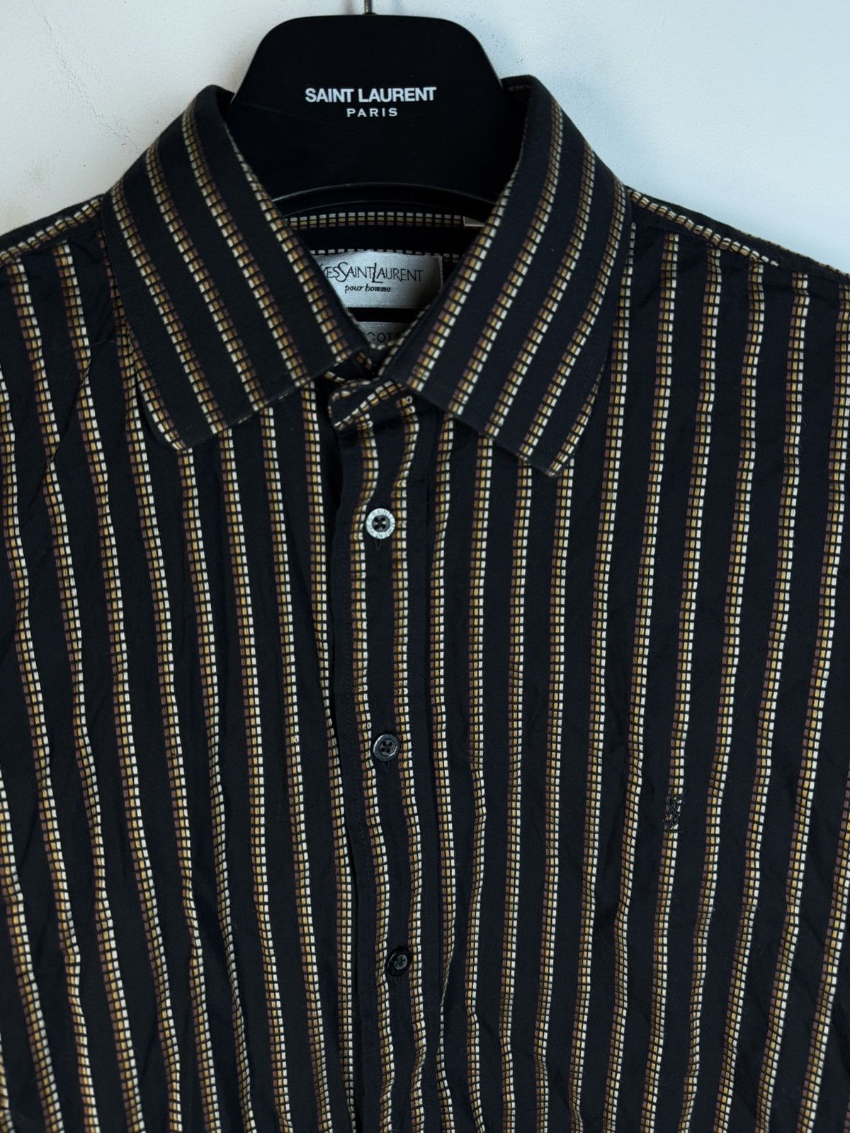 Yves Saint Laurent Black YSL Shirt Striped Size US XL / EU 56 / 4 - 12 Thumbnail