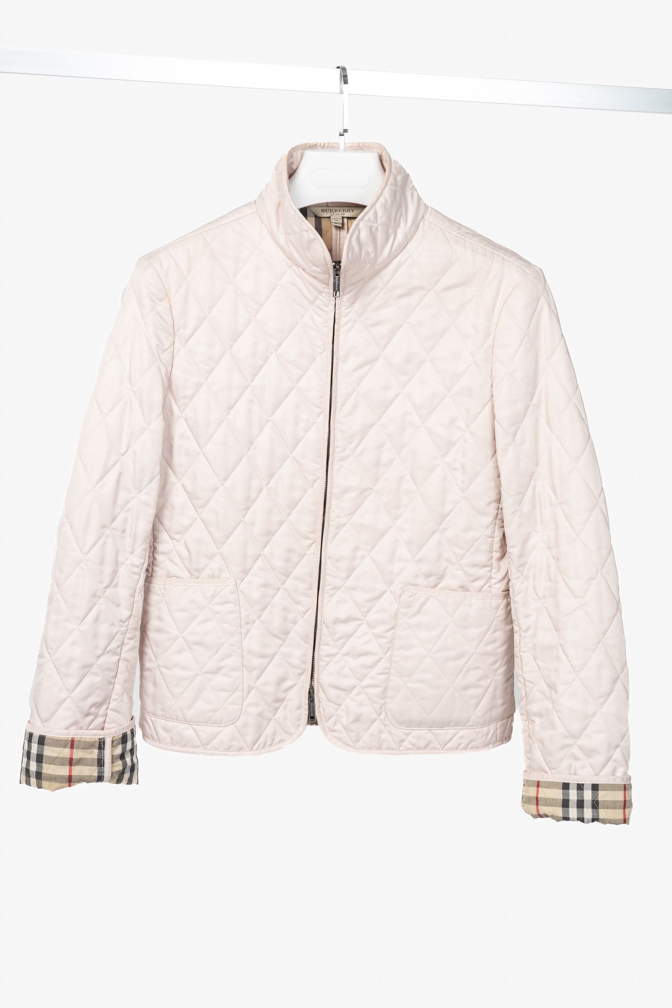 Burberry Burberry Pink Quilted Check-Trim Zip Jacket Size M / US 6-8 / IT 42-44 - 1 Thumbnail