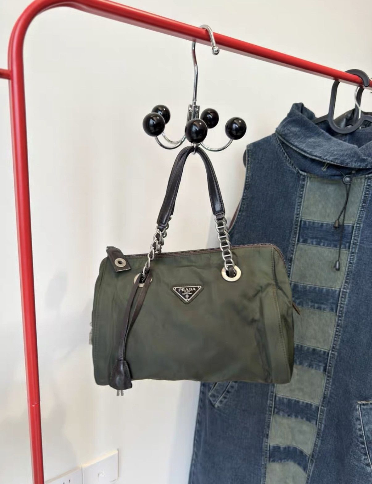 Prada Prada Vintage Retro Army Green Mini Boston Handbag J36 Size ONE SIZE - 1 Thumbnail