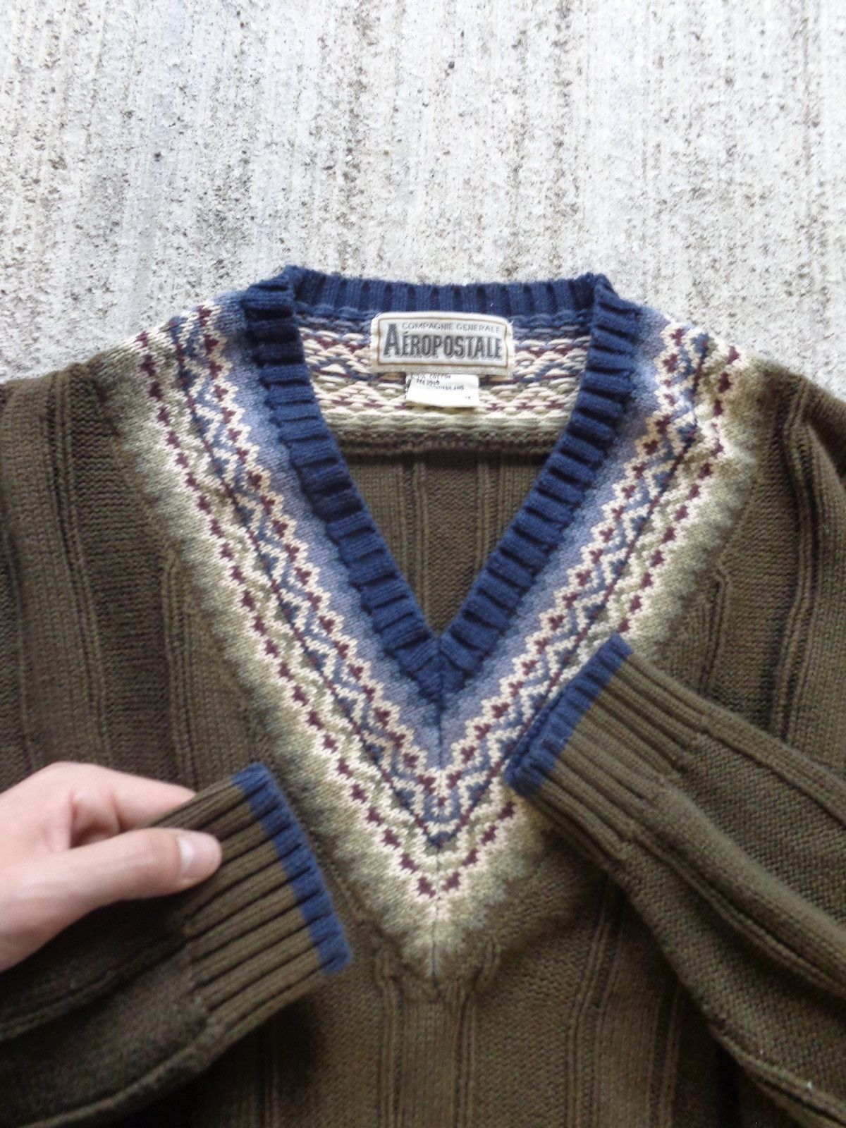 Japanese Brand × Vintage Aeropostale 2000s ribbed pretty v neck sweater Size US L / EU 52-54 / 3 - 1 Thumbnail
