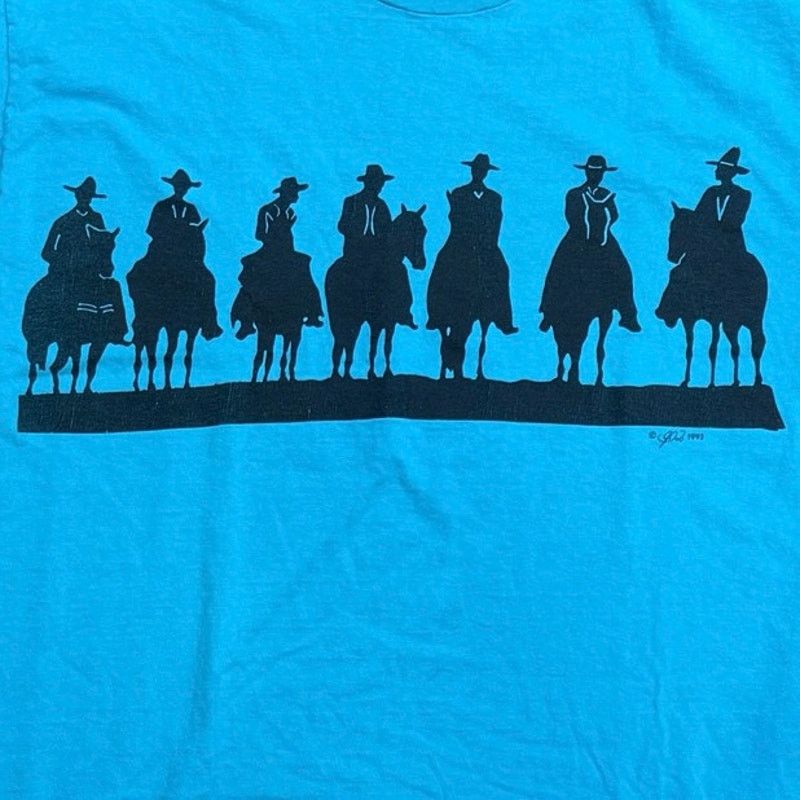 Hanes Vintage 1993 Cowboy Posse on horses Western teal 2XL shirt Size US XXL / EU 58 / 5 - 2 Thumbnail