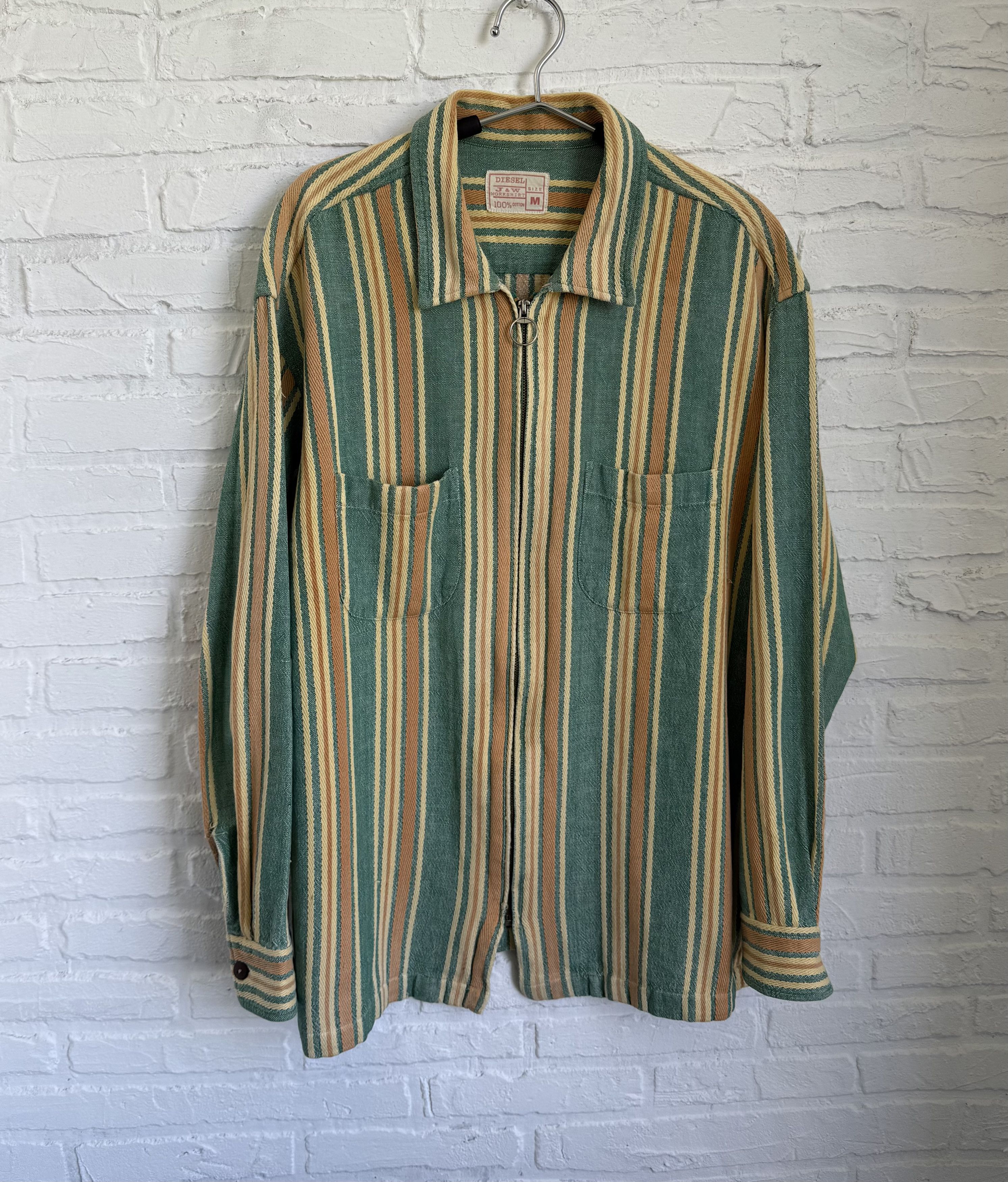 Diesel × Japanese Brand × Vintage Vintage 90s Diesel J&W Workshirt striped overshirt Size US M / EU 48-50 / 2 - 1 Thumbnail