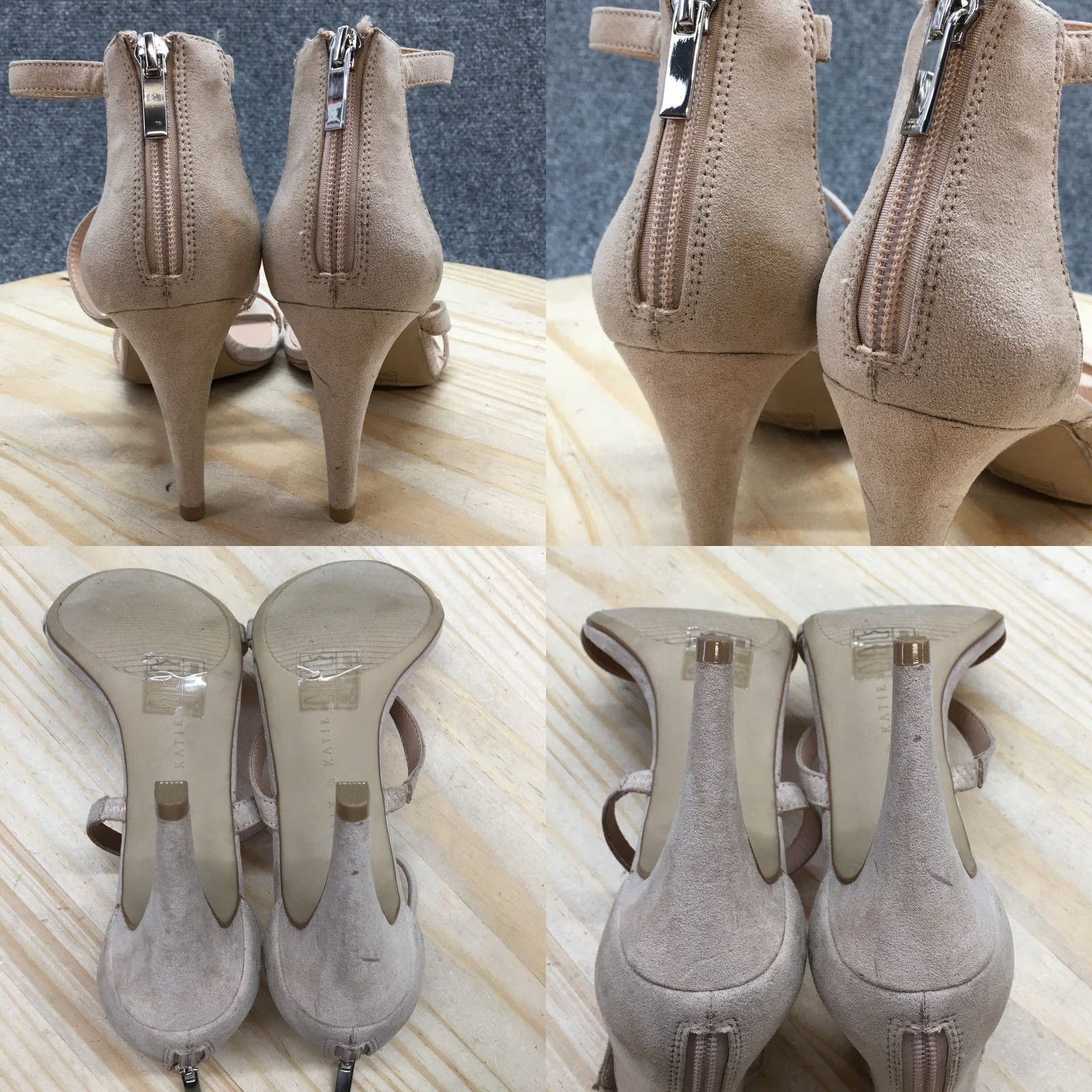 Vintage Kelly And Katie Heels Womens 7 Cleo Dress Back Zip Ankle Strappy Brown Fabric Size M / US 6-8 / IT 42-44 - 9 Thumbnail