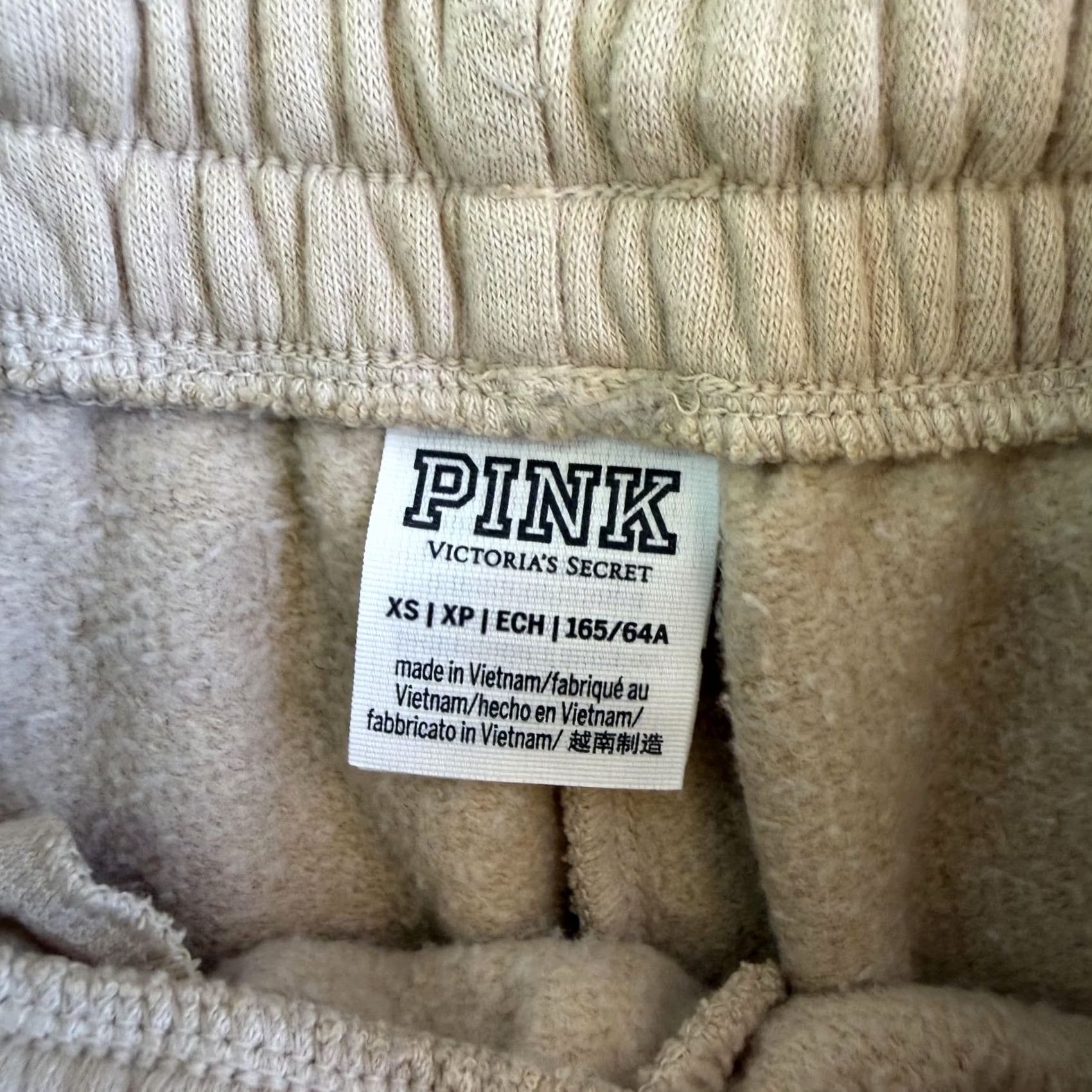 Vintage PINK Victoria's Secret Sweatpants Womens XS Beige Fleece Lounge Pants Flare Leg Casual Size 26" / US 2 / IT 38 - 3 Thumbnail