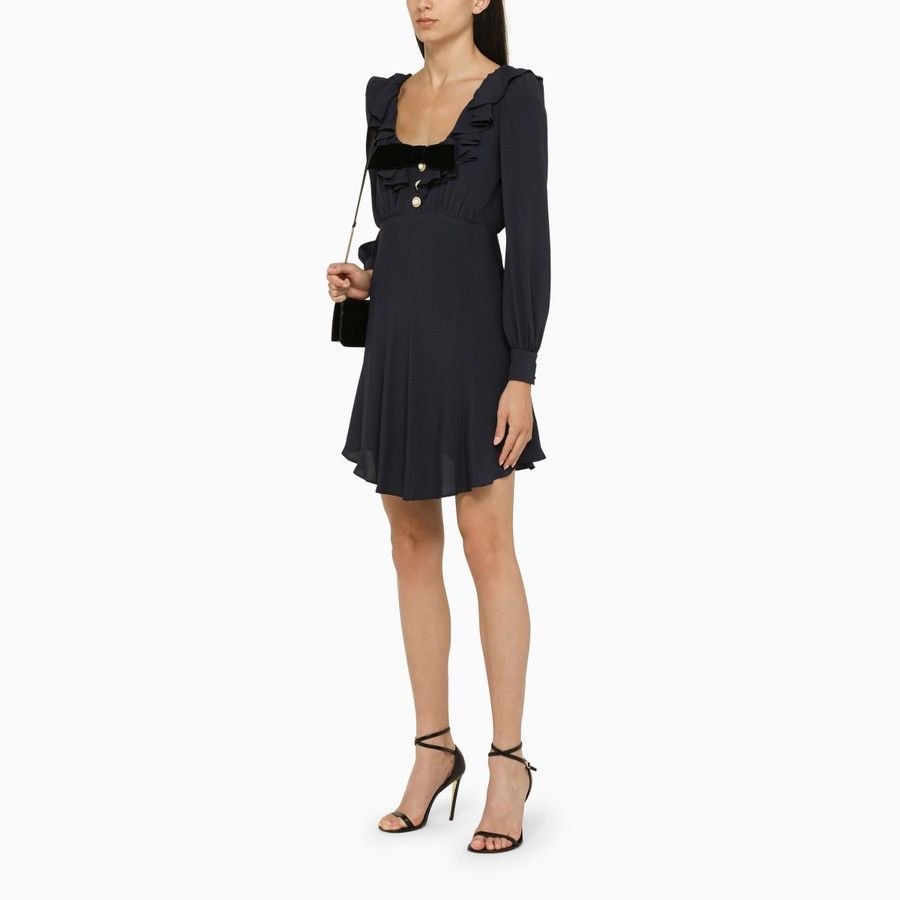 Alessandra Rich o1d2blof0724 Mini Dress in Navy Size S / US 4 / IT 40 - 2 Thumbnail