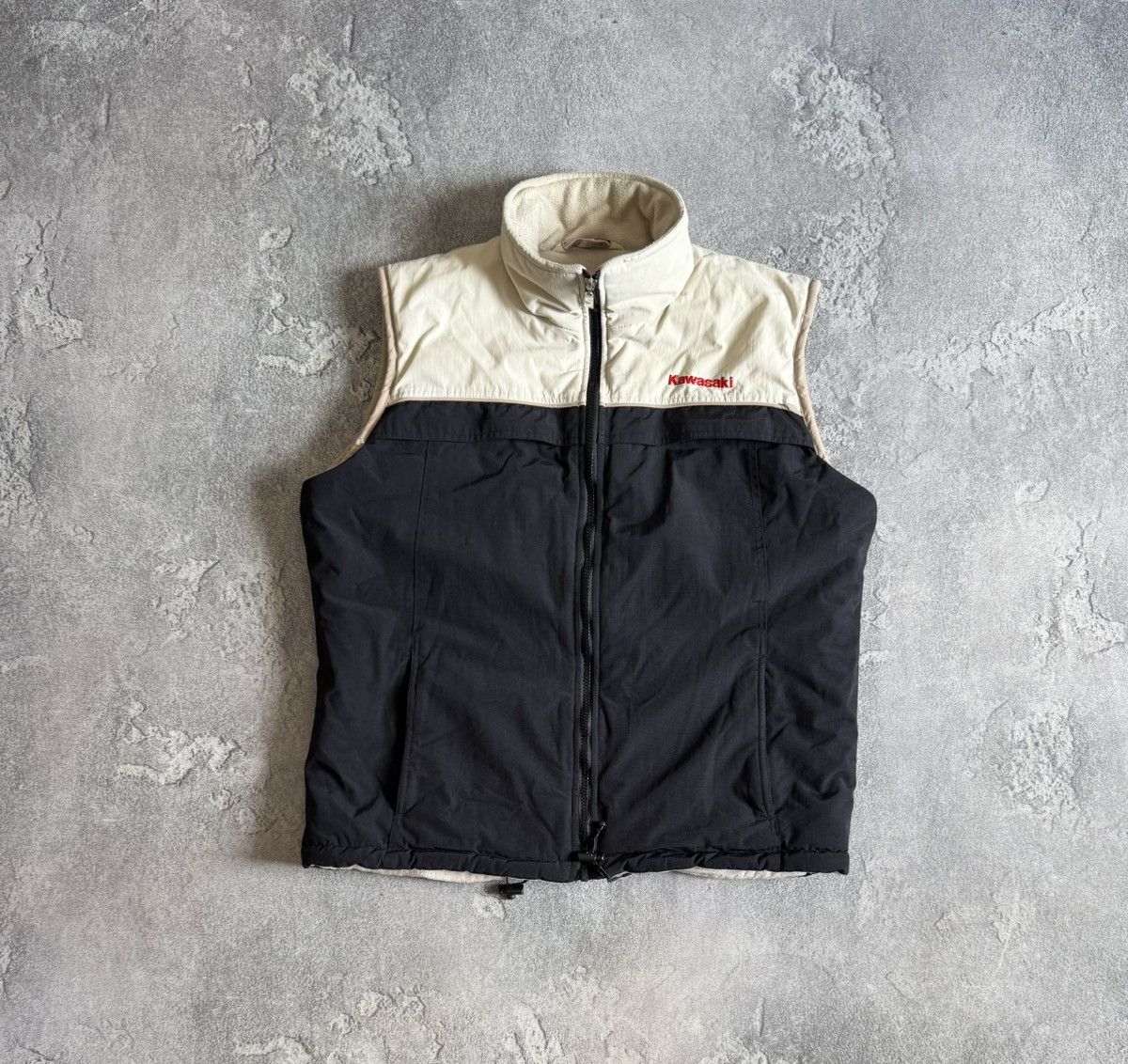 Vintage Kawasaki zip nylon + fleece vest sleeveless jacket racing Size US M / EU 48-50 / 2 - 4 Thumbnail