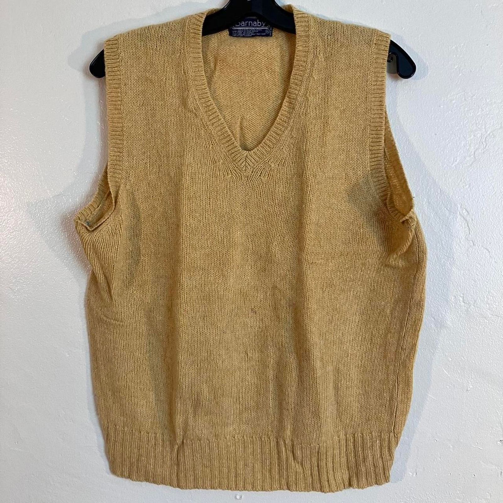 Vintage Vintage 80s Yellow Shetland Wool Sweater Vest Barnaby Size US XL / EU 56 / 4 - 1 Thumbnail