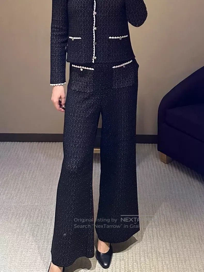 Chanel Chanel Knitted wide-leg trousers with two pockets on white Size 26" / US 2 / IT 38 - 8 Thumbnail