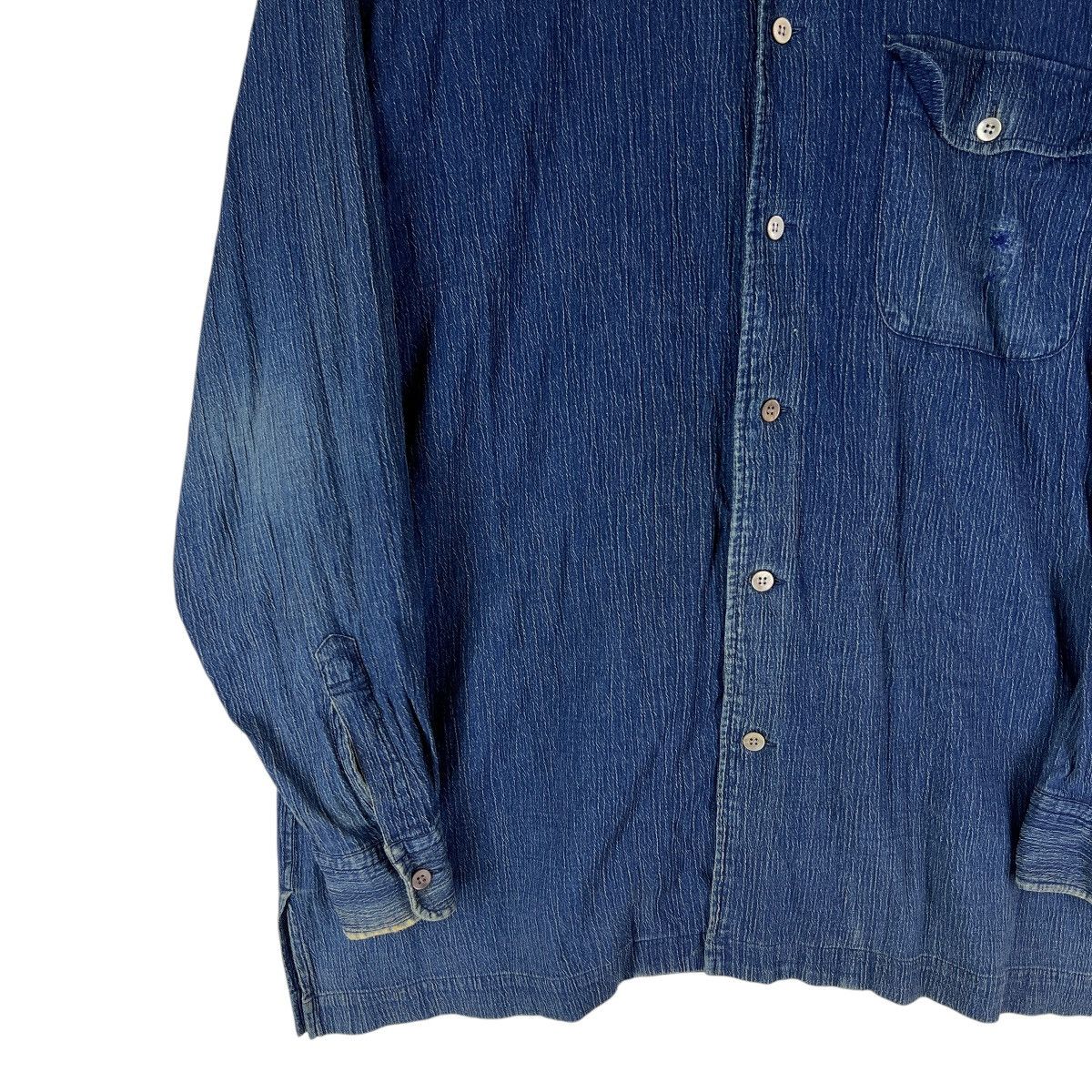 Issey Miyake 90s Issey Miyake Indigo Shirt Oversized Jacket Colar Less Size US L / EU 52-54 / 3 - 4 Thumbnail